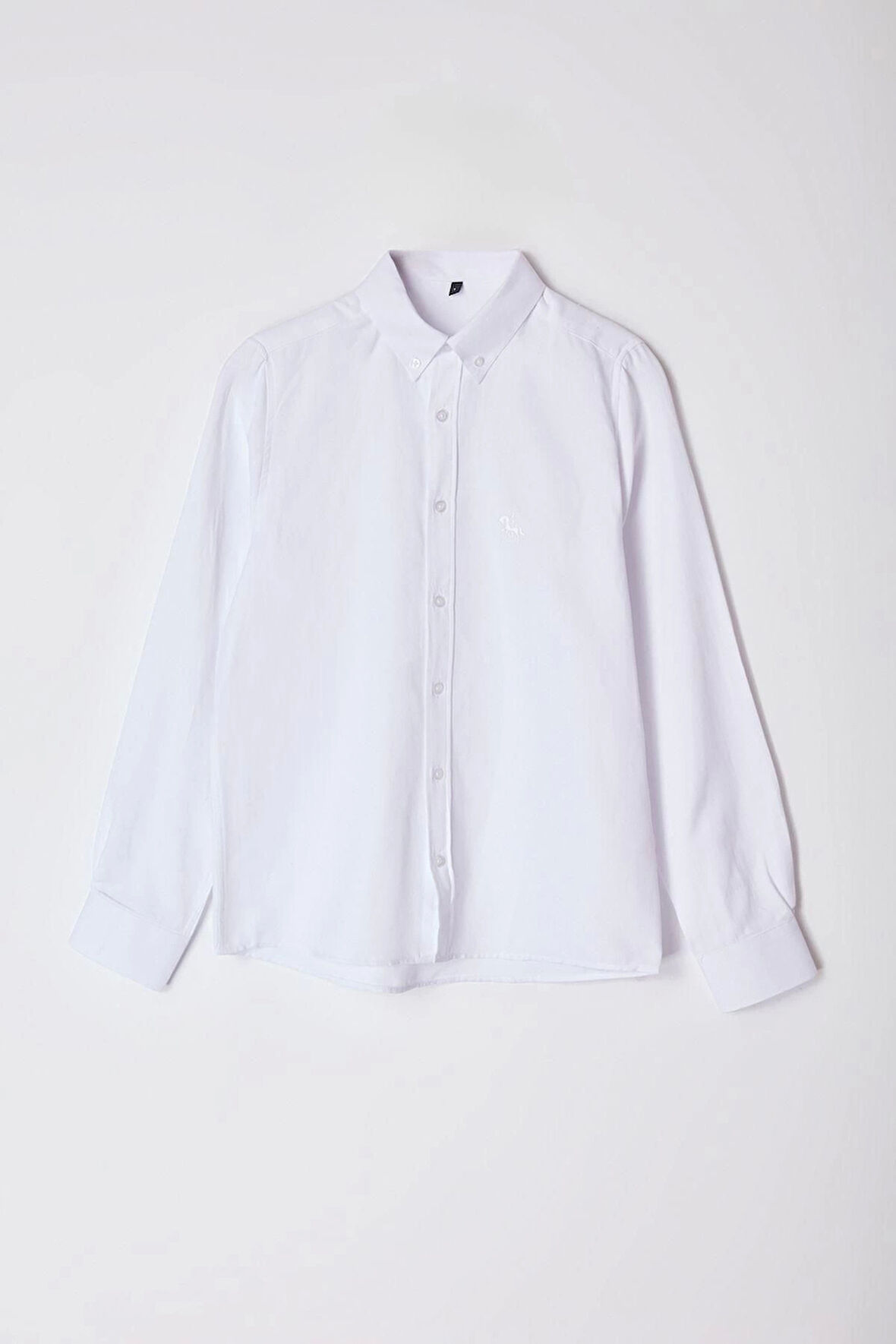 Moda Düğmeli Yaka Düz Uzun Kol Slim Fit Nakış Detaylı Oxford Kolay Ütülenebilir Smart Gömlek