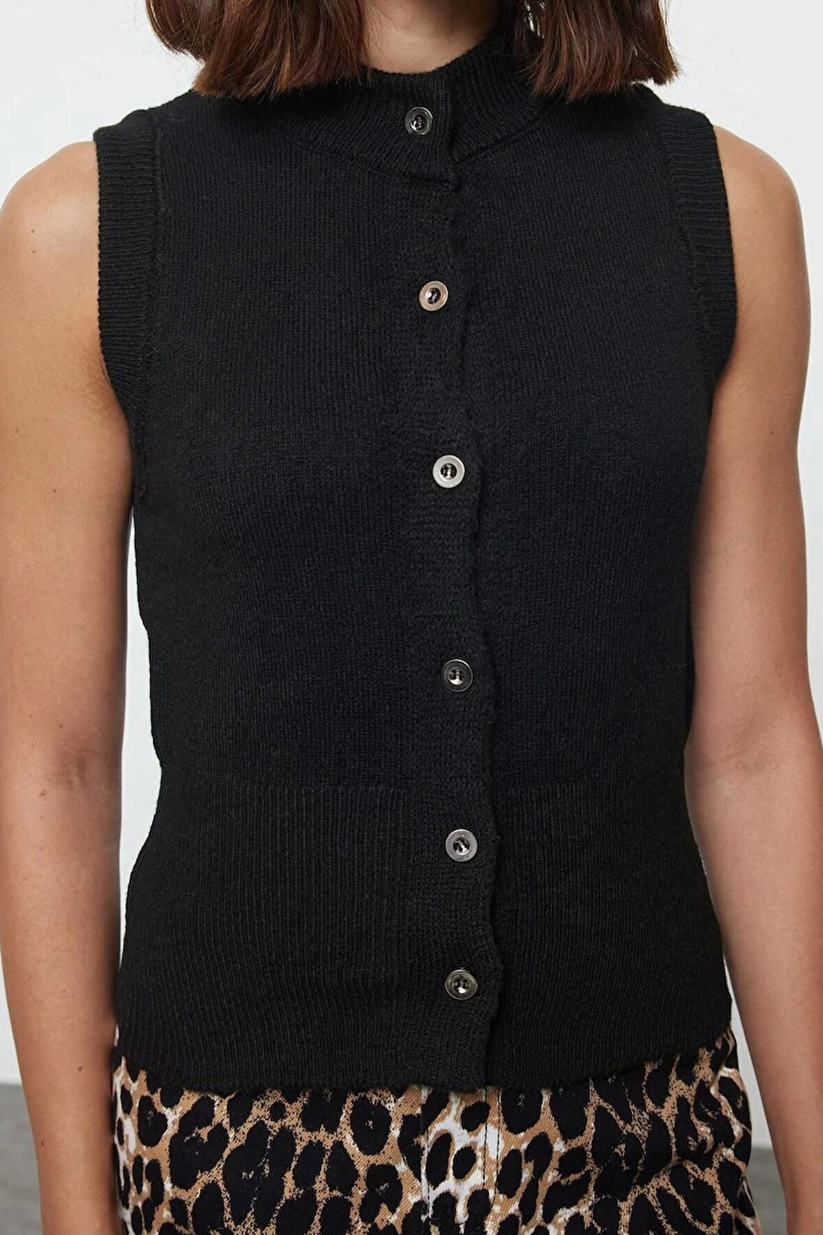 Kadın Moda Şık Regular Bisiklet Yaka Slim Yumuşak Dokulu Triko Hırka