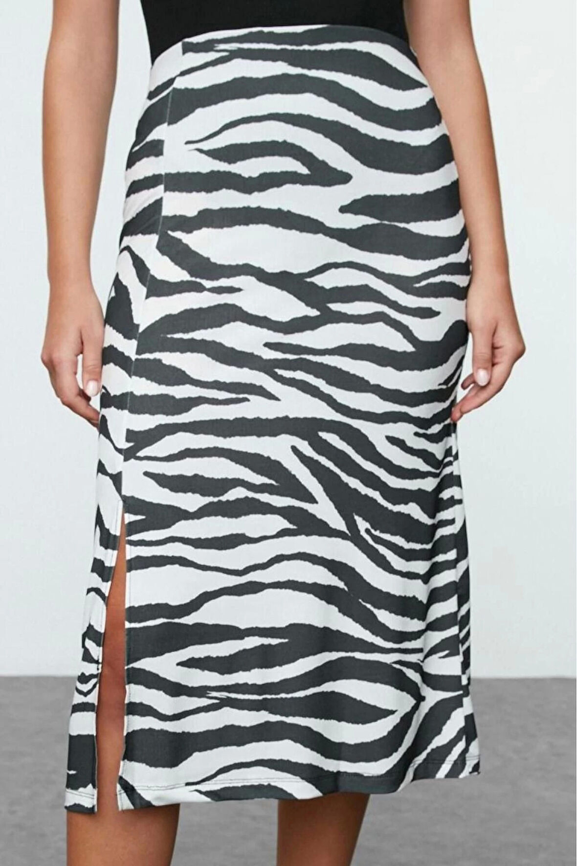 Kadın Moda Stil Maxi Astarsız Örme Animal Baskılı Kalem Esnek Etek