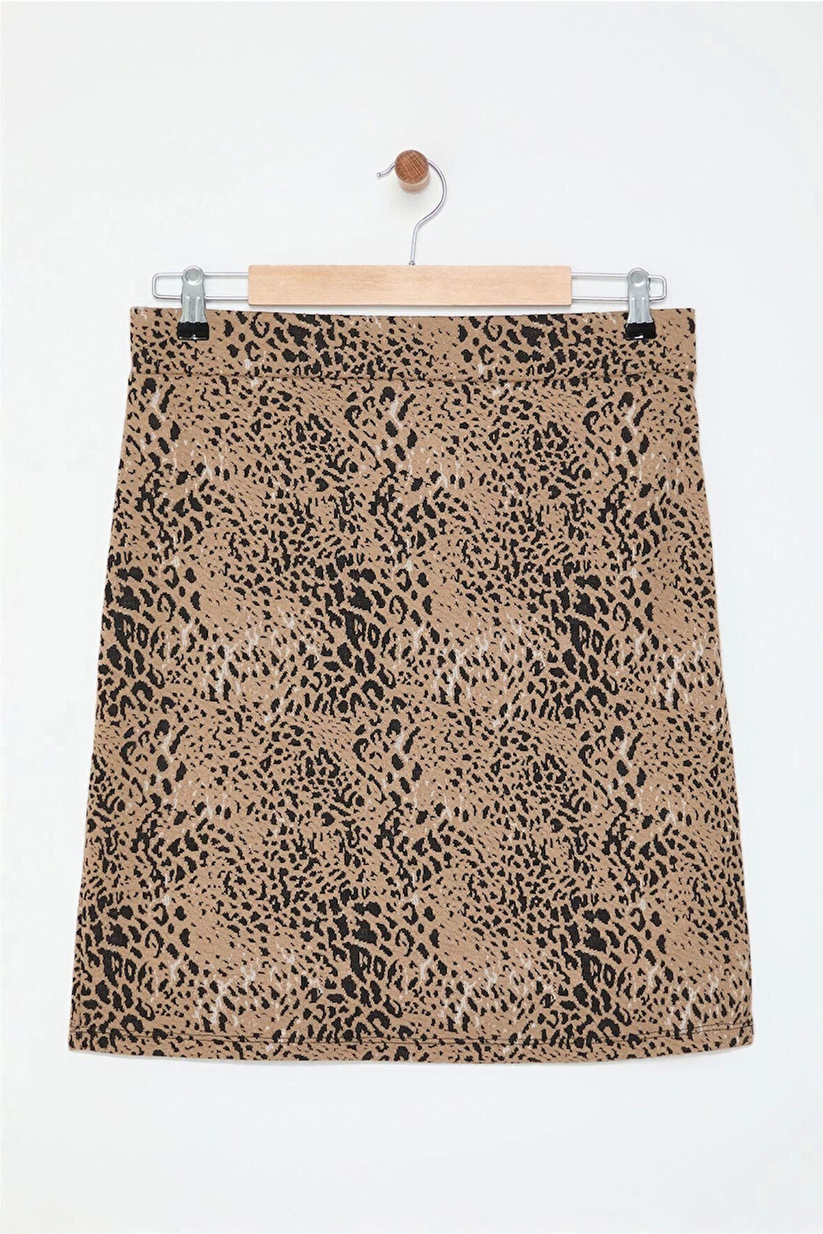 Kadın Moda Stil Mini Astarsız Örme Büyük Beden Animal Desenli Örme Etek