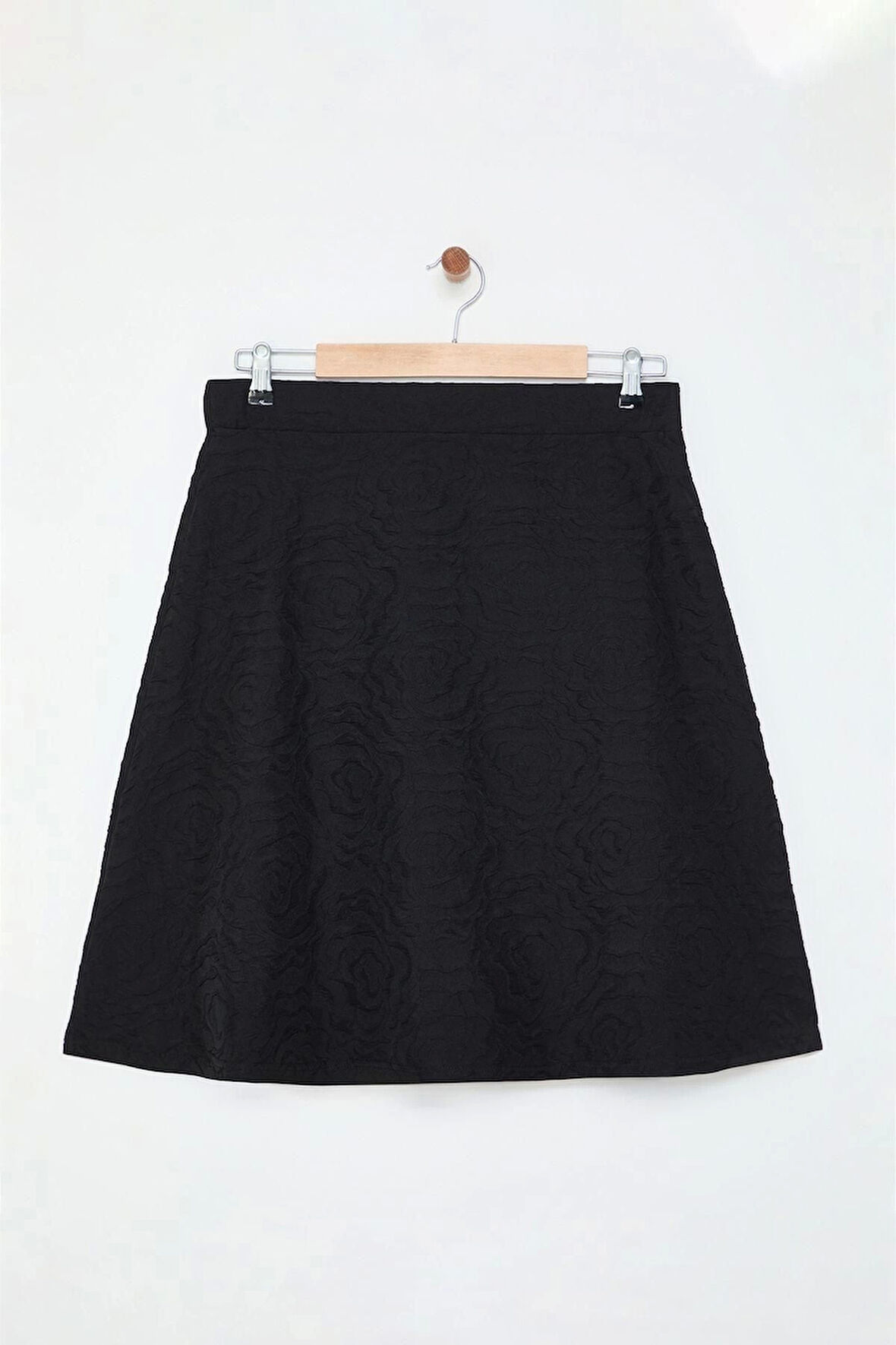 Kadın Moda Stil Mini Astarsız Örme Büyük Beden Gül Desenli Örme Etek