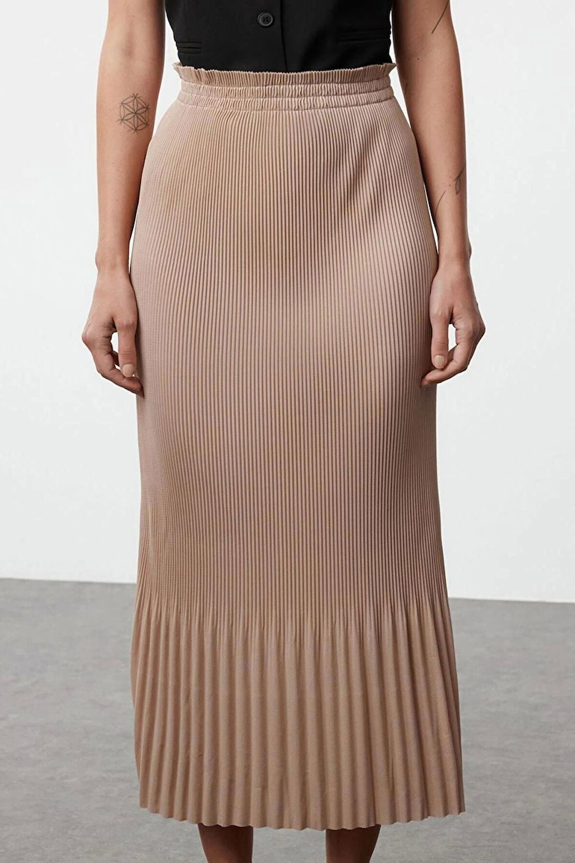 Kadın Moda Stil Maxi Astarsız Örme Tesettür Piliseli Uzun Esnek Örme Etek