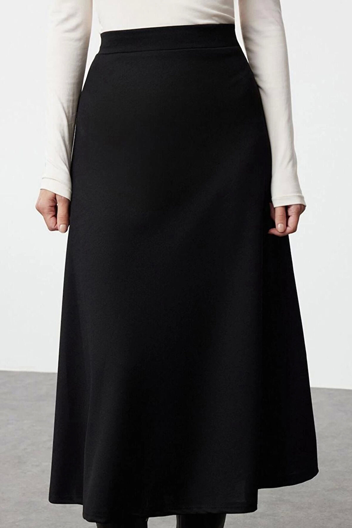 Kadın Moda Stil Maxi Astarsız Örme Tesettür Uzun Esnek Örme Etek