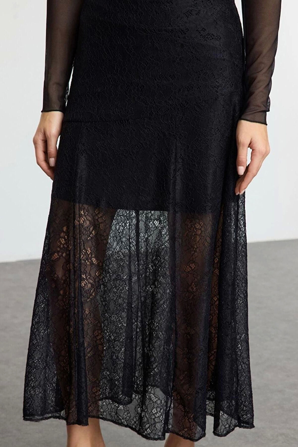 Kadın Moda Stil Maxi Astarsız Dokuma Dantel Kumaş Maxi Boy Dokuma Etek