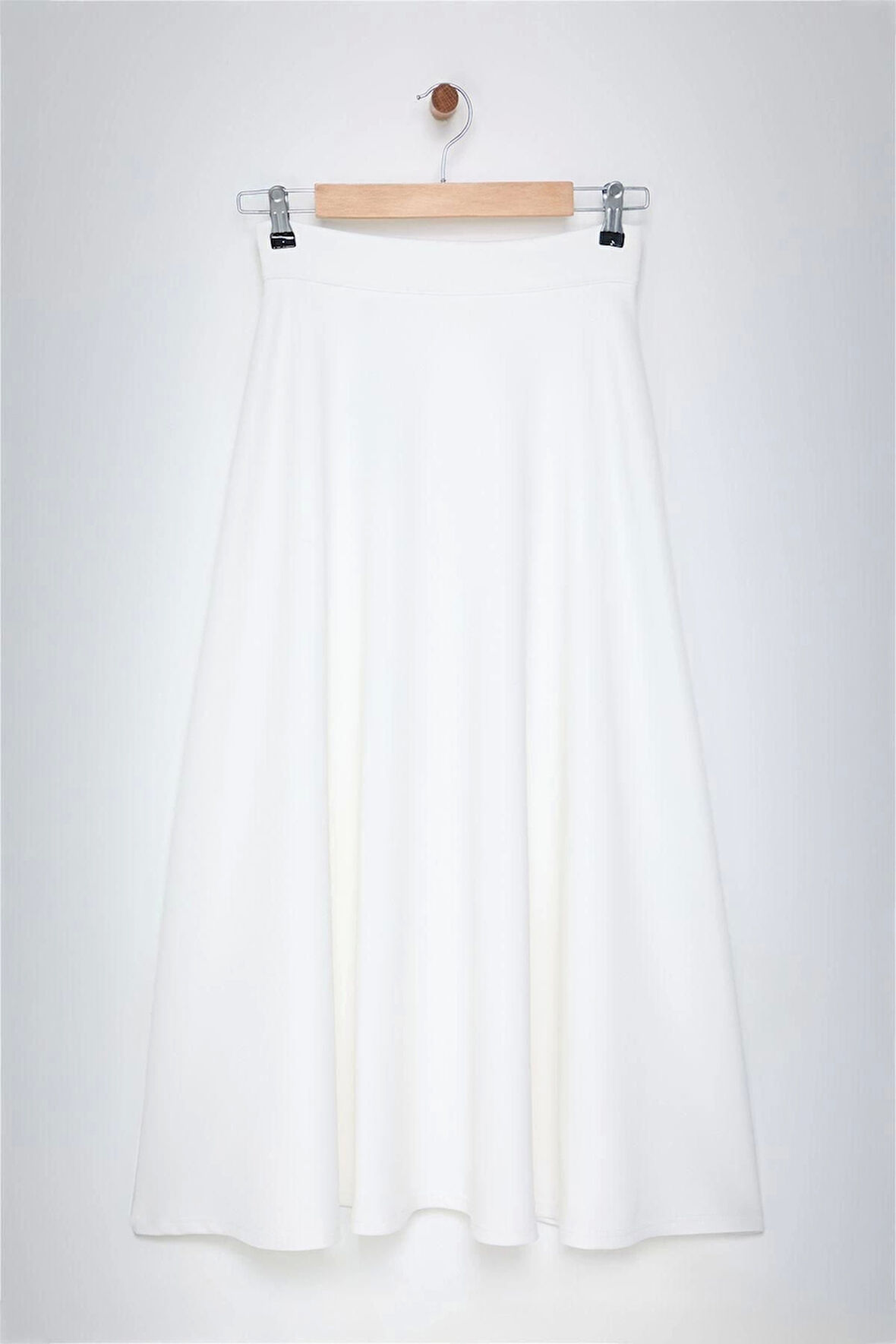 Kadın Moda Stil Midi Astarsız Örme Tesettür Eteği Godeli Örme Etek