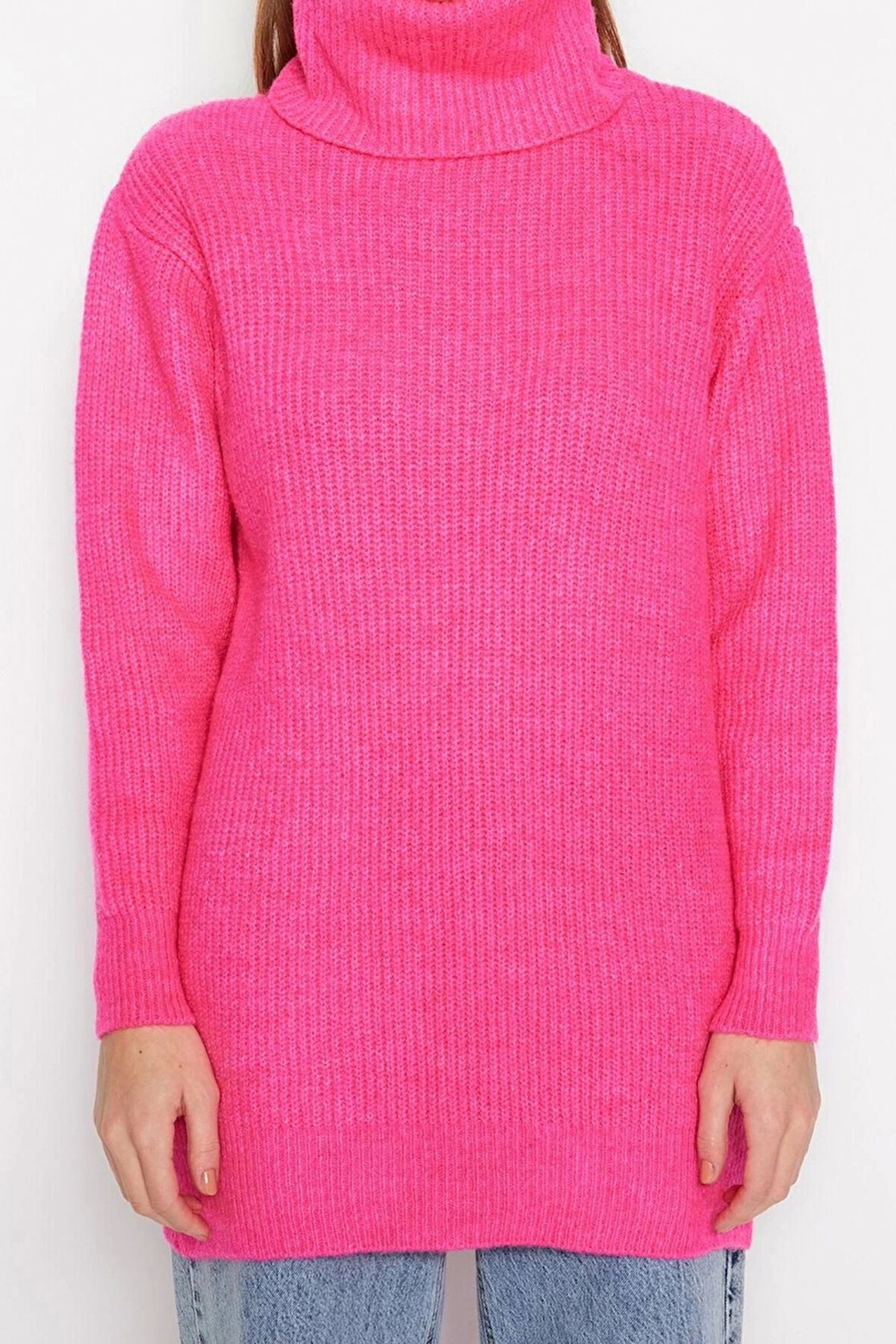 Kadın Moda Şık Tesettür Balıkçı Yaka Düşük Kol Regular Yumuşak Dokulu Basic Triko Kazak