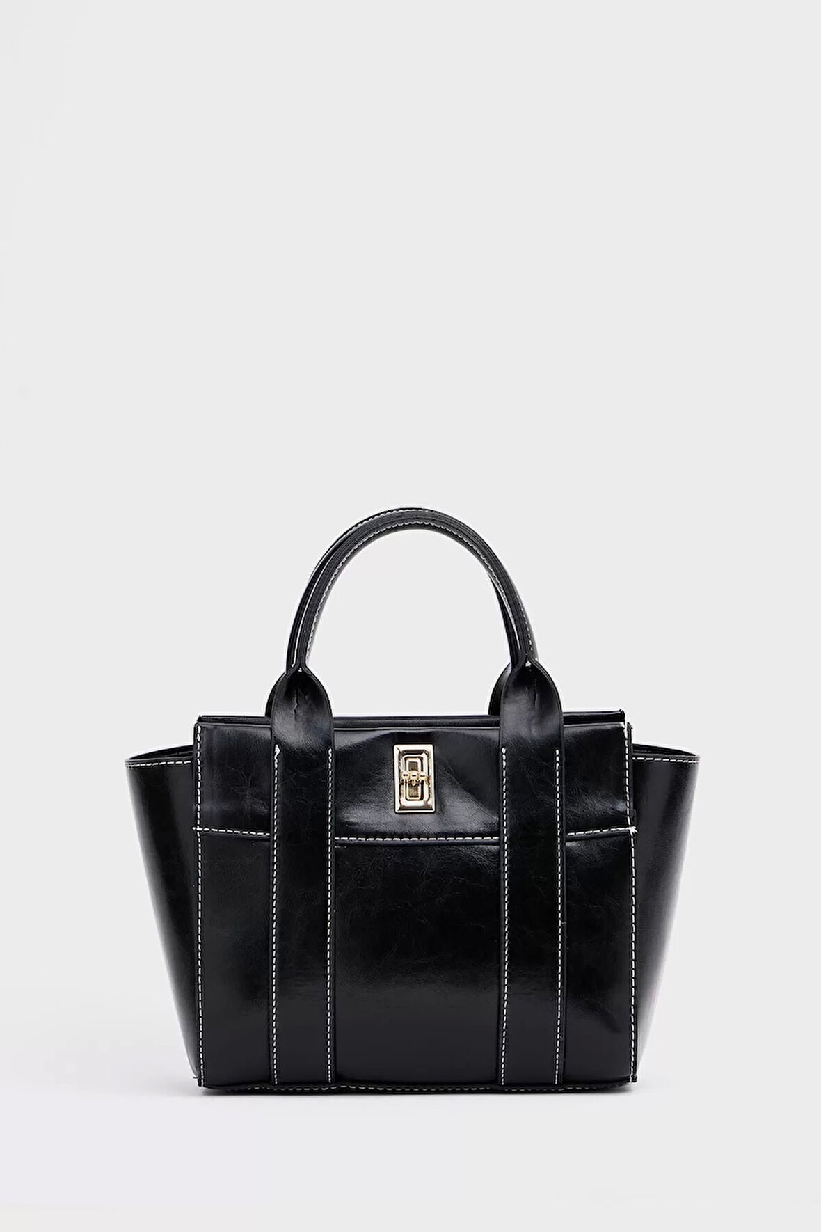Kadın Mini Tote Vegan Deri El Çantası Gold Toka Günlük ve İş Trend Tasarım Modern Stil Mükemmel Uyum