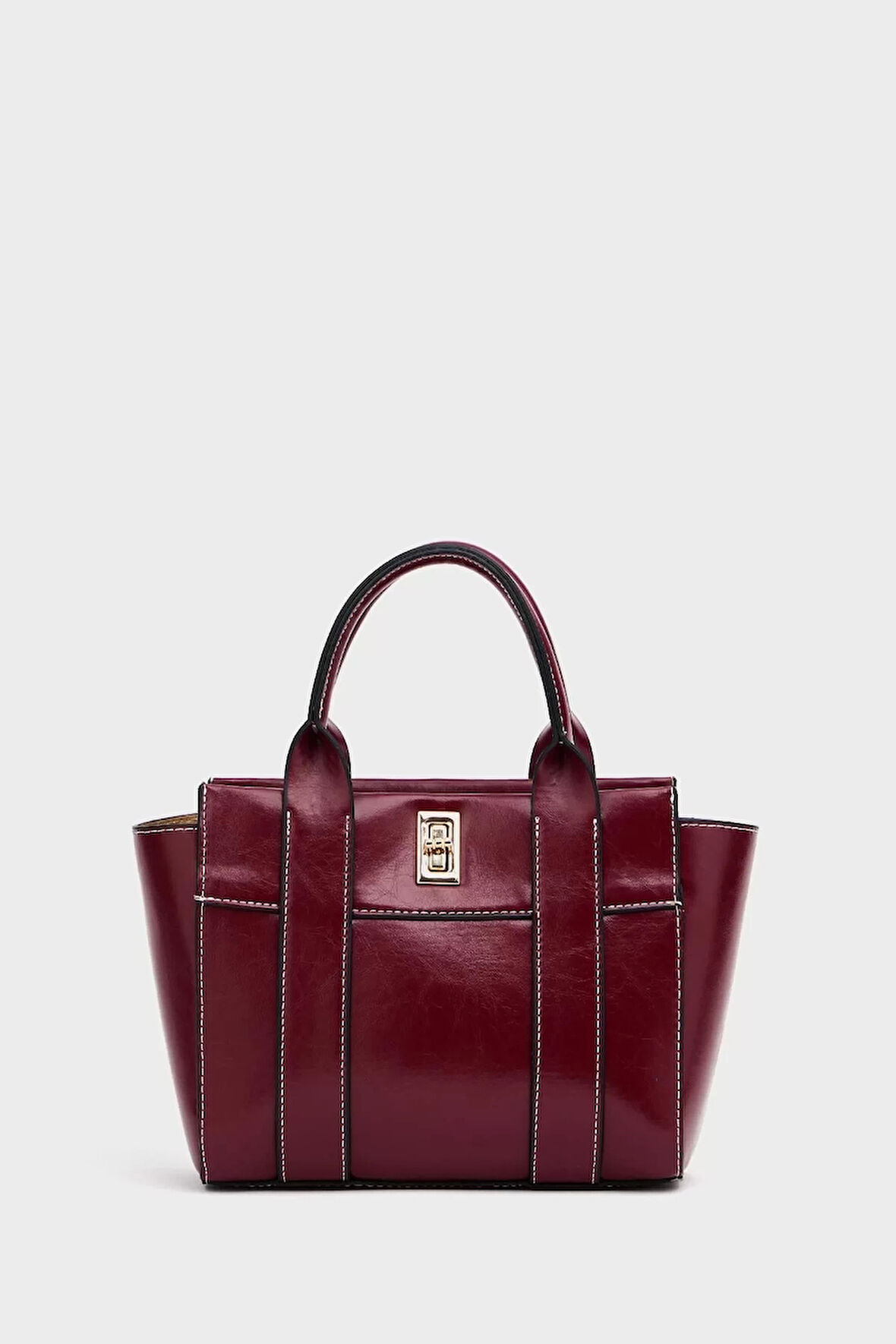 Kadın Mini Tote Vegan Deri El Çantası Gold Toka Günlük ve İş Trend Tasarım Modern Stil Mükemmel Uyum