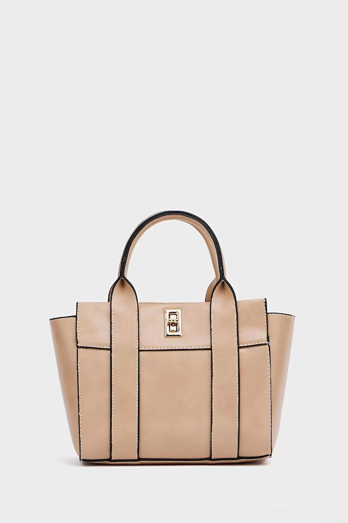 Kadın Mini Tote Vegan Deri El Çantası Gold Toka Günlük ve İş Trend Tasarım Modern Stil Mükemmel Uyum