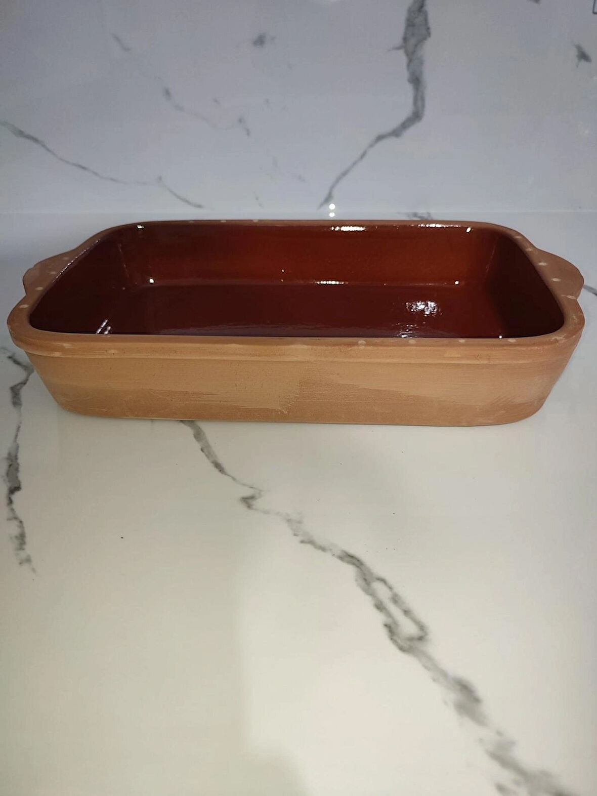 Orta Boy Sırlı Toprak Diktörtgen Borcam 35x21x5,5