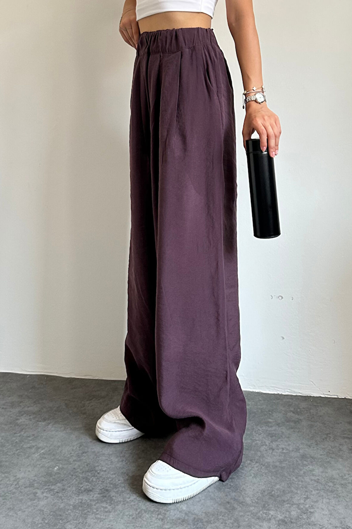 Feela Moda 2009 Beli Lastikli Lyocell Kumaş Yüksek Bel Palazzo Kadın Pantolon