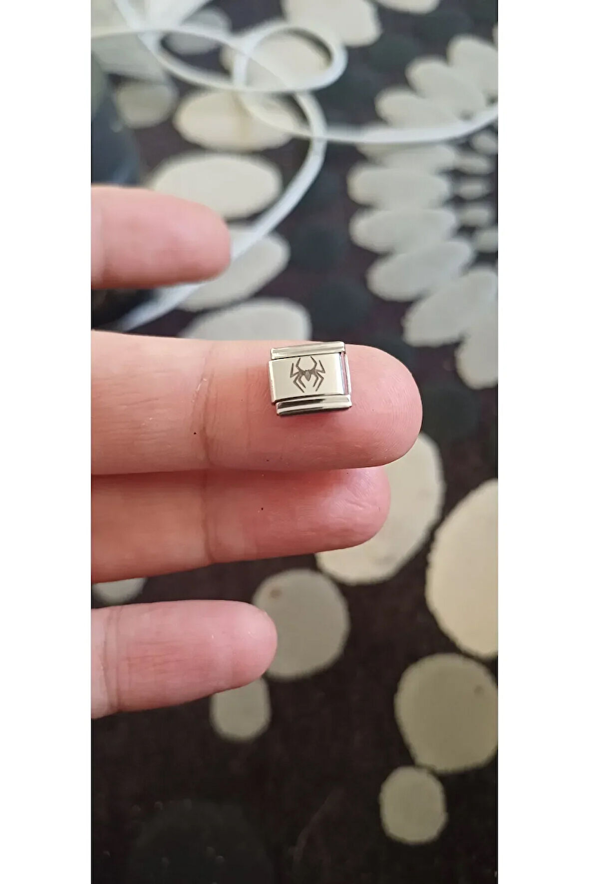 İtalyan çelik bileklik charm nomi 9mm 1 cm örümcek logo harf isim yazılır