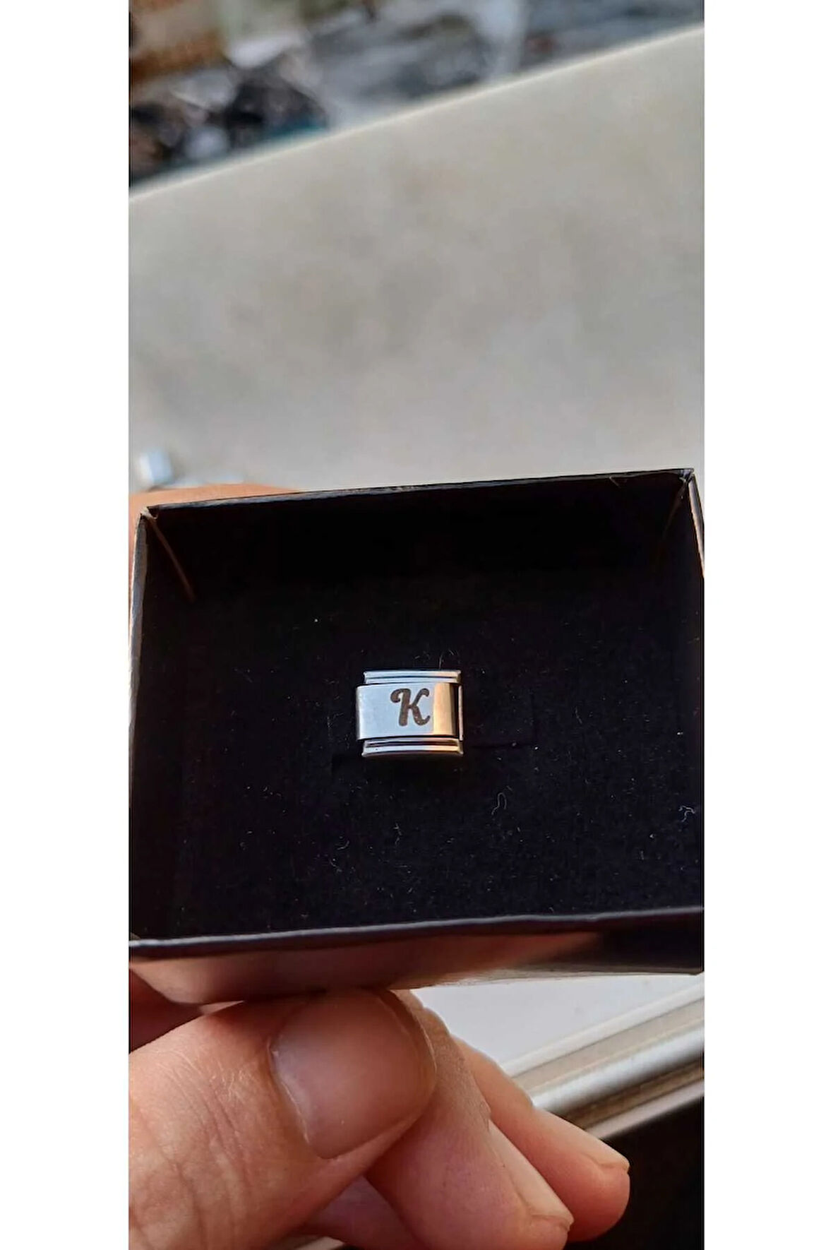 İTALYAN ÇELİK CHARM NOMİ ÇELİK CHARM K HARFİ İSİM TARİH BAŞ HARF YAZILIR 9 MM  FMACCESORİES