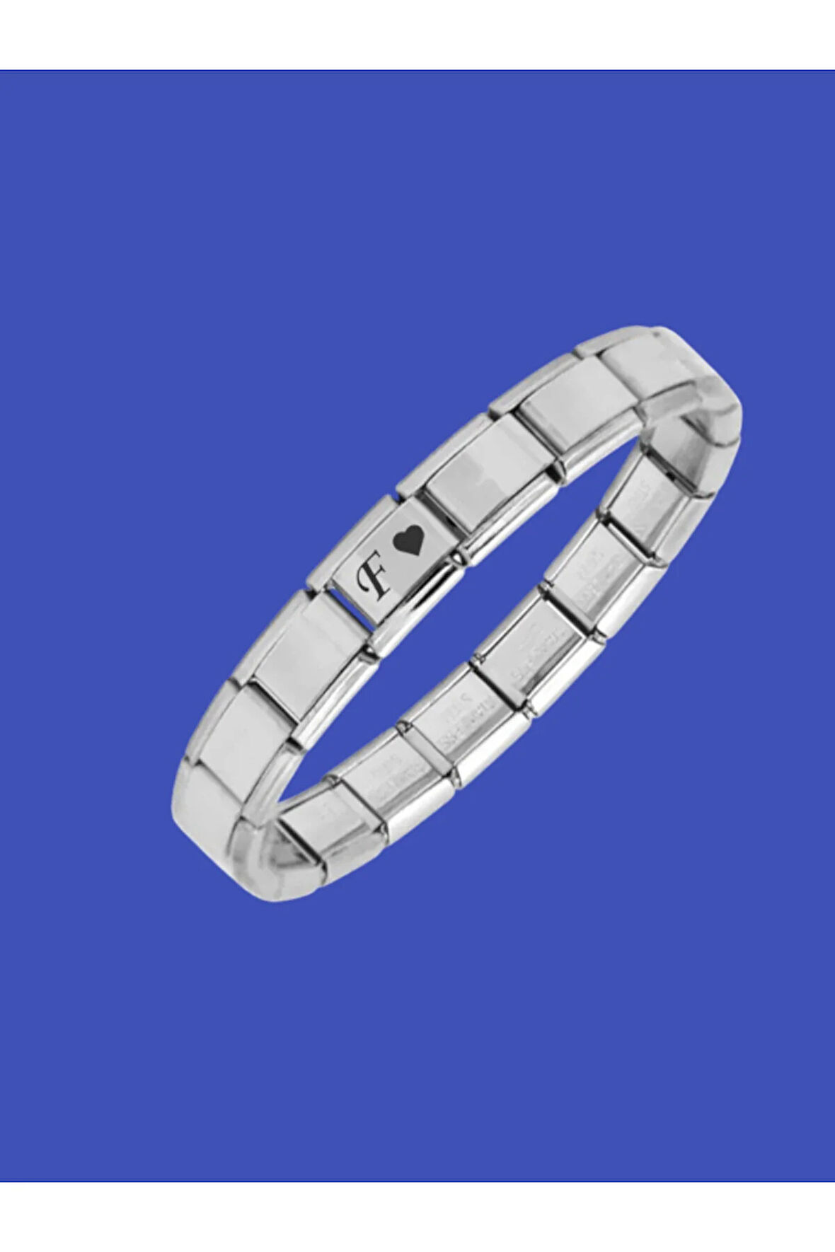 Çelik Bileklik İtalyan Charmlı Kalpli Harfli Kararmaz Solmaz En Güzel Hediye 1 Adet Uniseks Kutulu