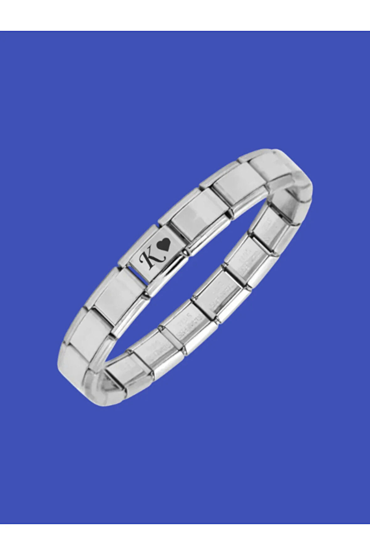 Çelik Bileklik İtalyan Charmlı Kalpli Harfli Kararmaz Solmaz En Güzel Hediye 1 Adet Uniseks Kutulu