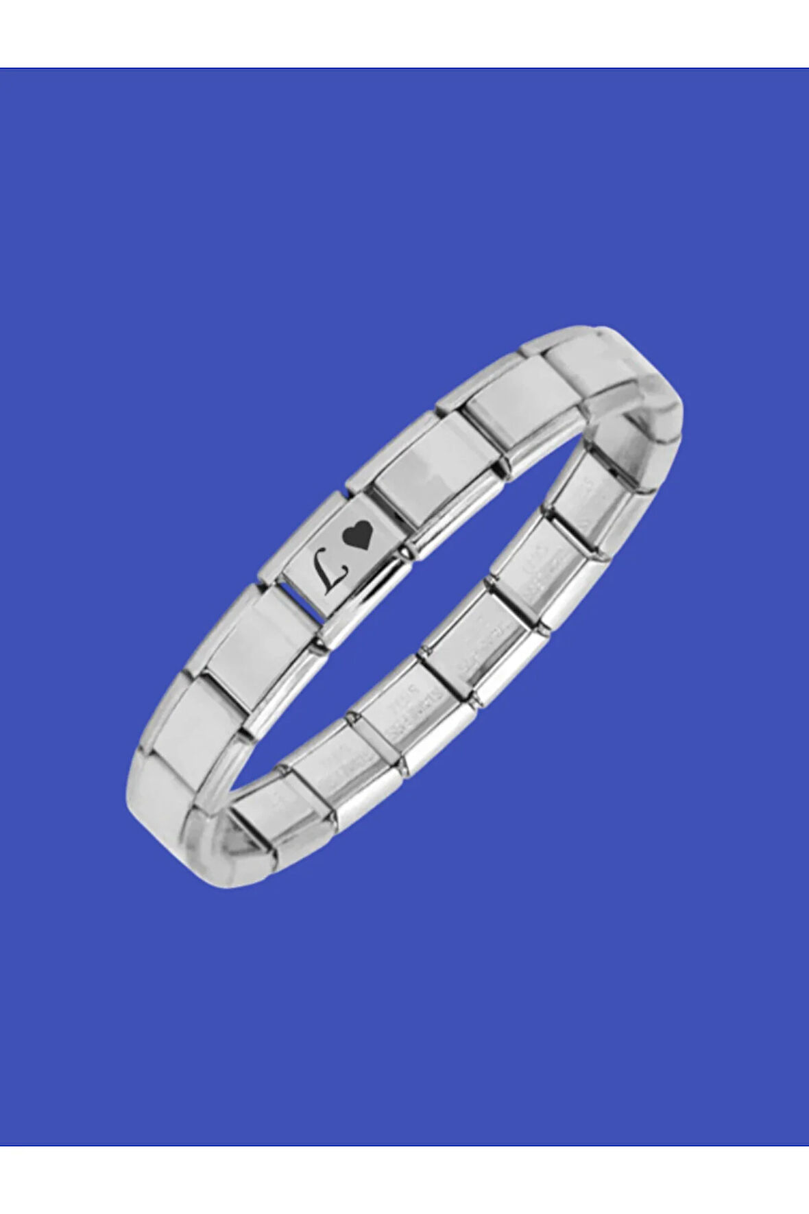 Çelik Bileklik İtalyan Charmlı Kalpli Harfli Kararmaz Solmaz En Güzel Hediye 1 Adet Uniseks Kutulu