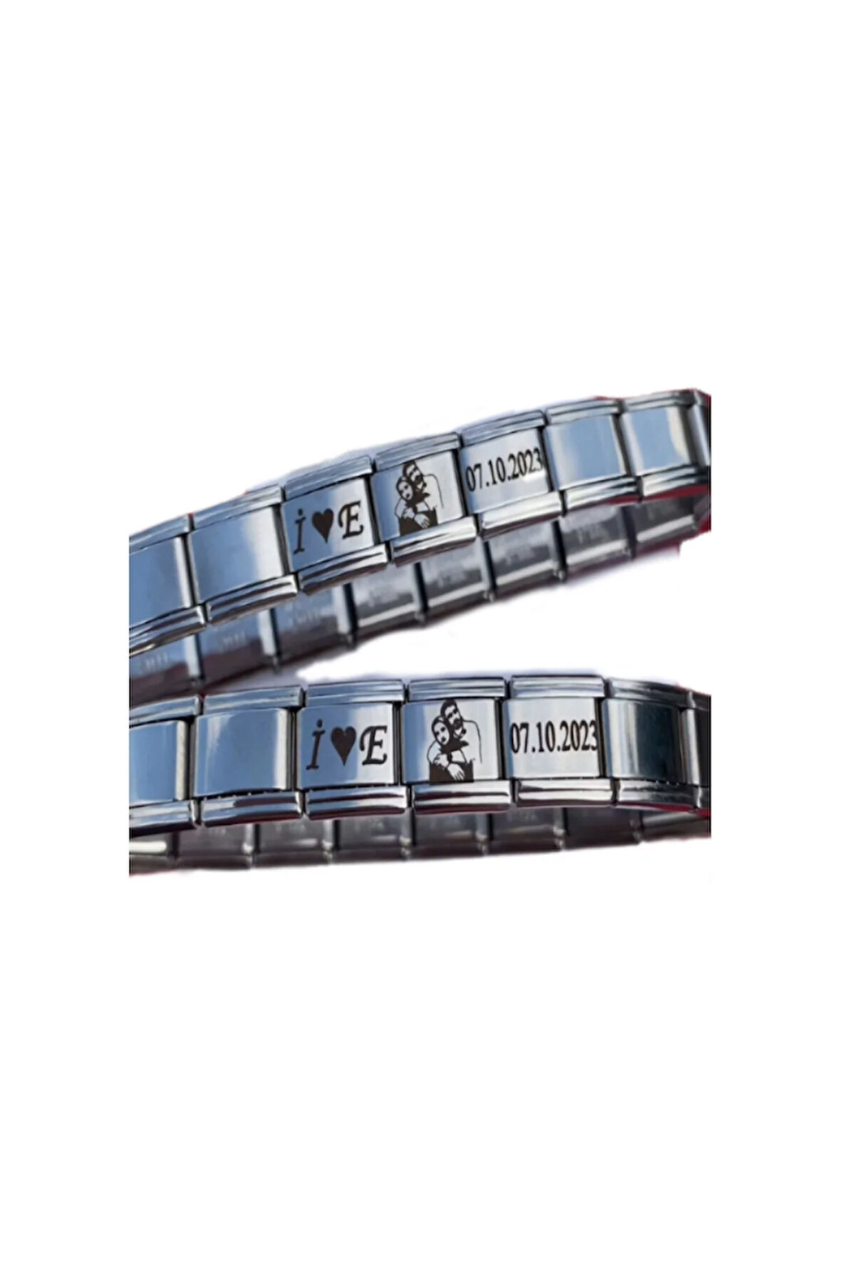 İTALYAN ÇELİK BİLEKLİK CHARMLI FOTOĞRAFLI HARFLİ TARİHLİ KİŞİSELLEŞTİRİLEBİLİR FMACCESSORİES