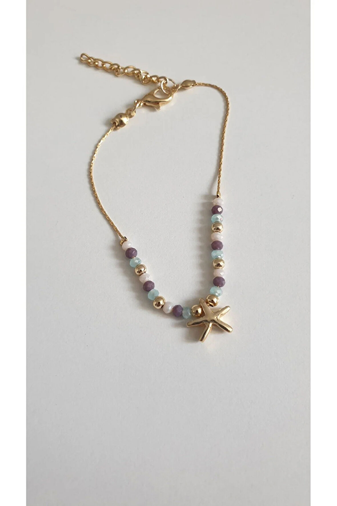 DENİZ YILDIZI BİLEKLİK KADIN ÇELİK KAPLAMA ÇOK ZARİF BONCUK ŞANS VE AŞK BİLEKLİK 18 CM FMACCESORİES