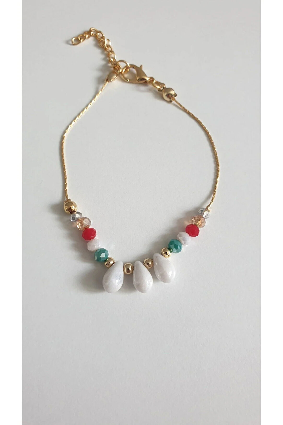 DENİZ KABUĞU BİLEKLİK KADIN ÇELİK KAPLAMA ÇOK ZARİF BONCUK ŞANS VE AŞK BİLEKLİK 18 CM FMACCESORİES