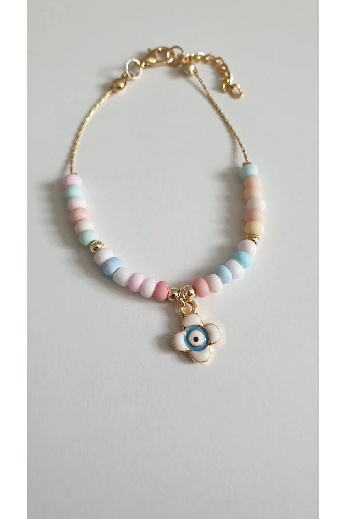 NAZAR BONCUKLU BİLEKLİK KADIN ÇELİK KAPLAMA ÇOK ZARİF BONCUK ŞANS VE AŞK BİLEKLİK 18 CM FMACCESORİES