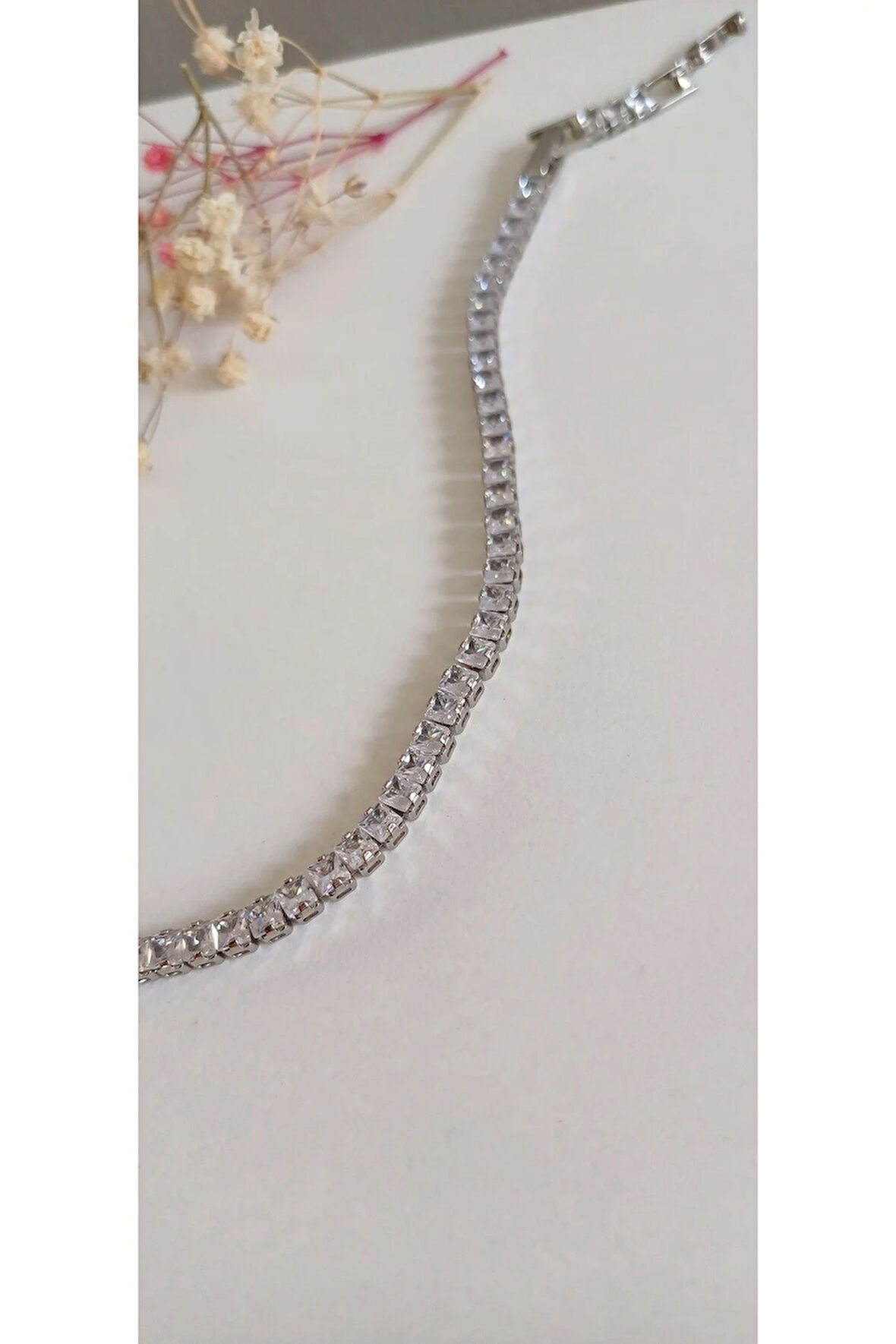 ÇELİK BİLEKLİK SU YOLU BAGET TAŞLI 316L KARARMAZ RENK ATMAZ 16 CM ANTİ ALERJİK