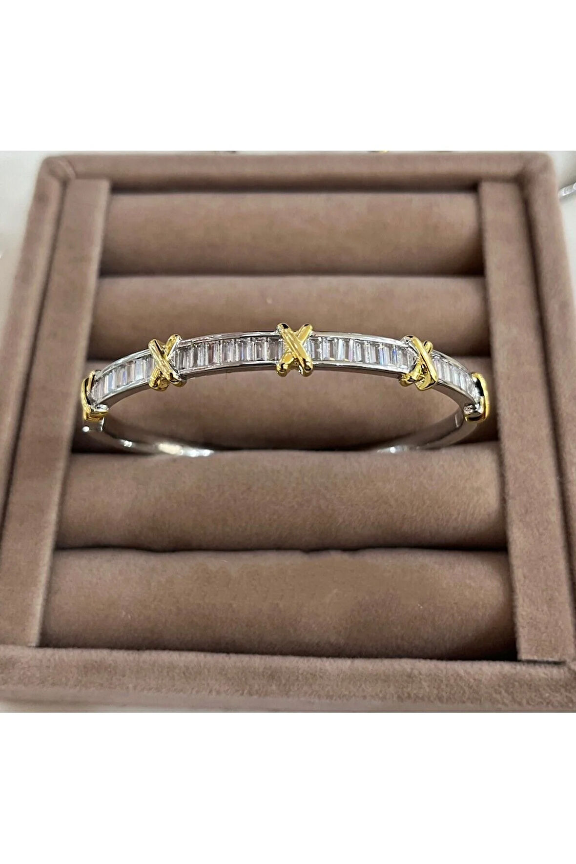 TİFF CO XOX TAŞLI ÇİFT RENK ÇELİK KELEPÇE BİLEKLİK