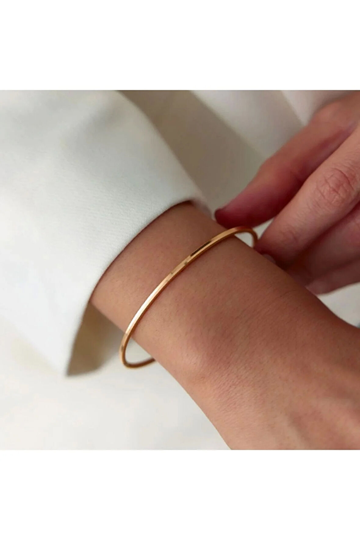 Tekli Erozyon Kesim Ajda Model 14 Ayar Altın Dolgu Çelik Bileklik & Bilezik