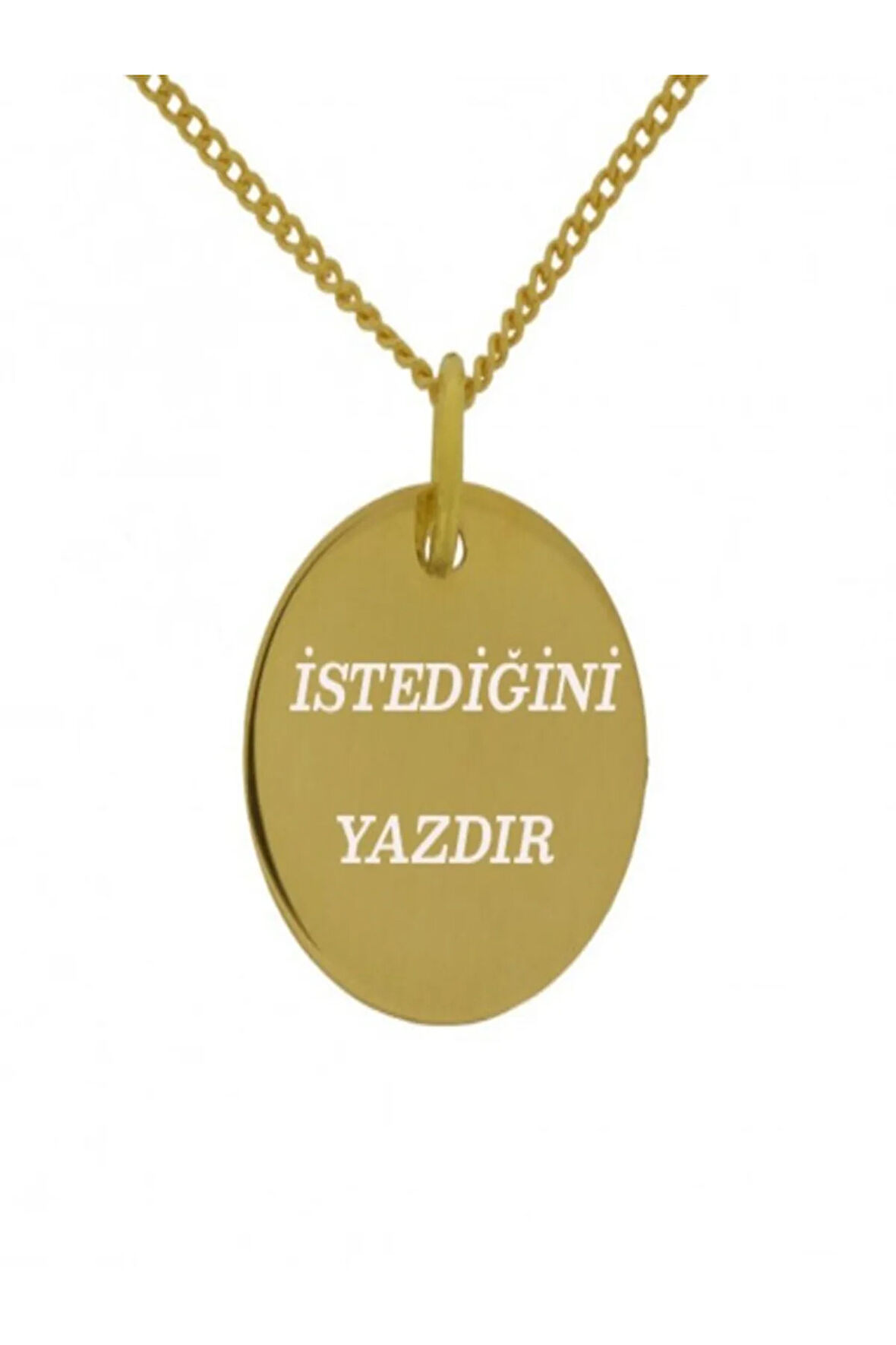 ÇELİK KOLYE KİŞİYE ÖZEL İSTEDİĞİNİZ İSİM YAZILIR 316L 1 YIL RENK GARANTİLİ GOLD 45 CM