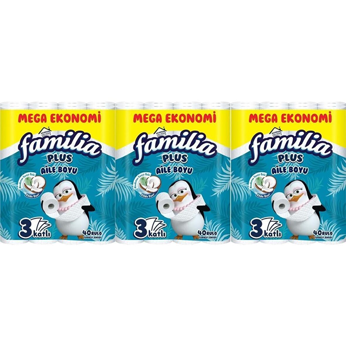 Familia Plus Aile Boyu Kokulu 3 Katlı 3 x 40'lı Tuvalet Kağıdı