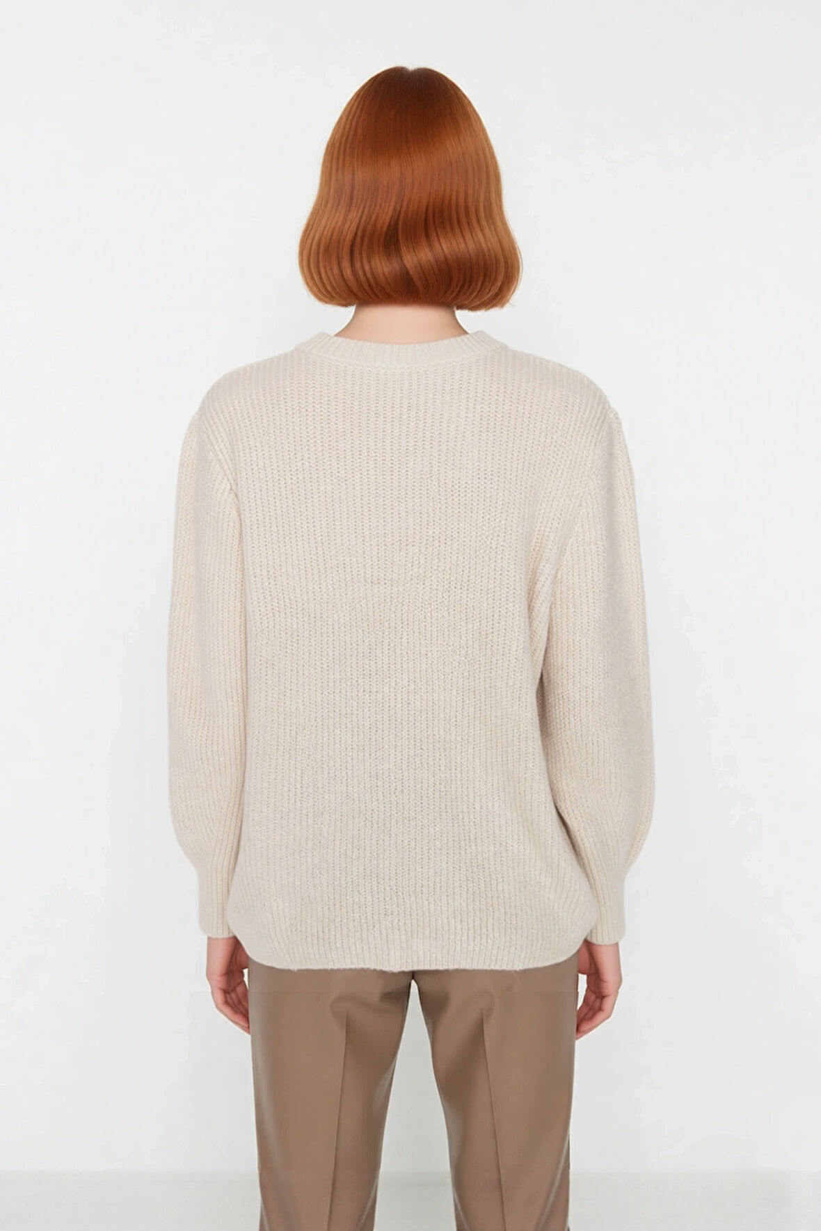 Kadın Rahat Oversize Triko Kazak Düşük Kol Bisiklet Yaka Kışlık Günlük Basic Giyim Stili Kaliteli