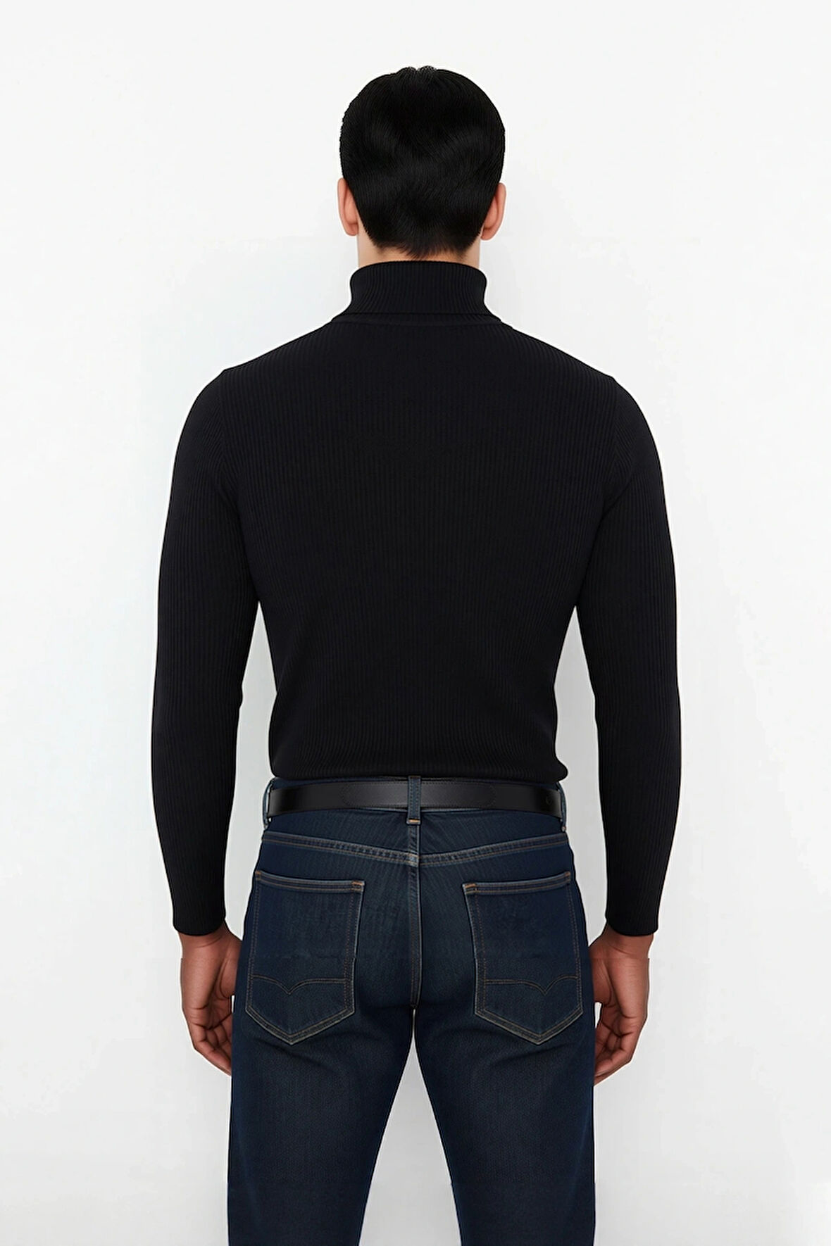 Erkek Fitted Balıkçı Yaka Fitilli Pamuklu Kışlık Kazak Soğuk Havalarda Tarz Sahibi Görünüm Sağlar