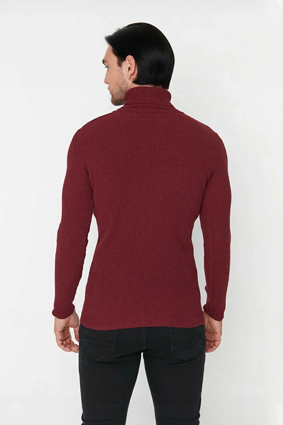 Erkek Fitted Balıkçı Yaka Fitilli Pamuklu Kışlık Kazak Soğuk Havalarda Tarz Sahibi Görünüm Sağlar