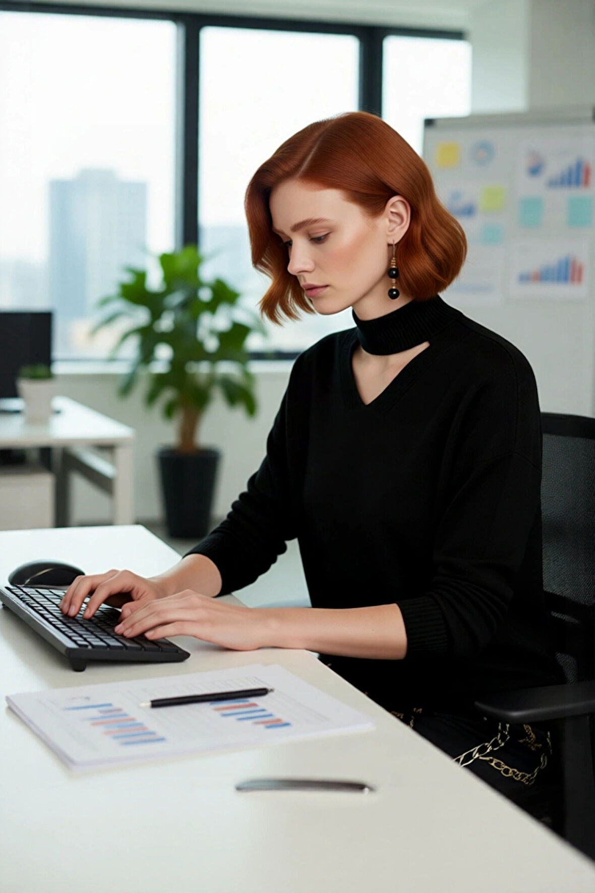 Kadın Basic Regular Kalıp Siyah Choker Yaka Akrilik Triko Kazak Günlük Tarzınızı Tamamlıyor