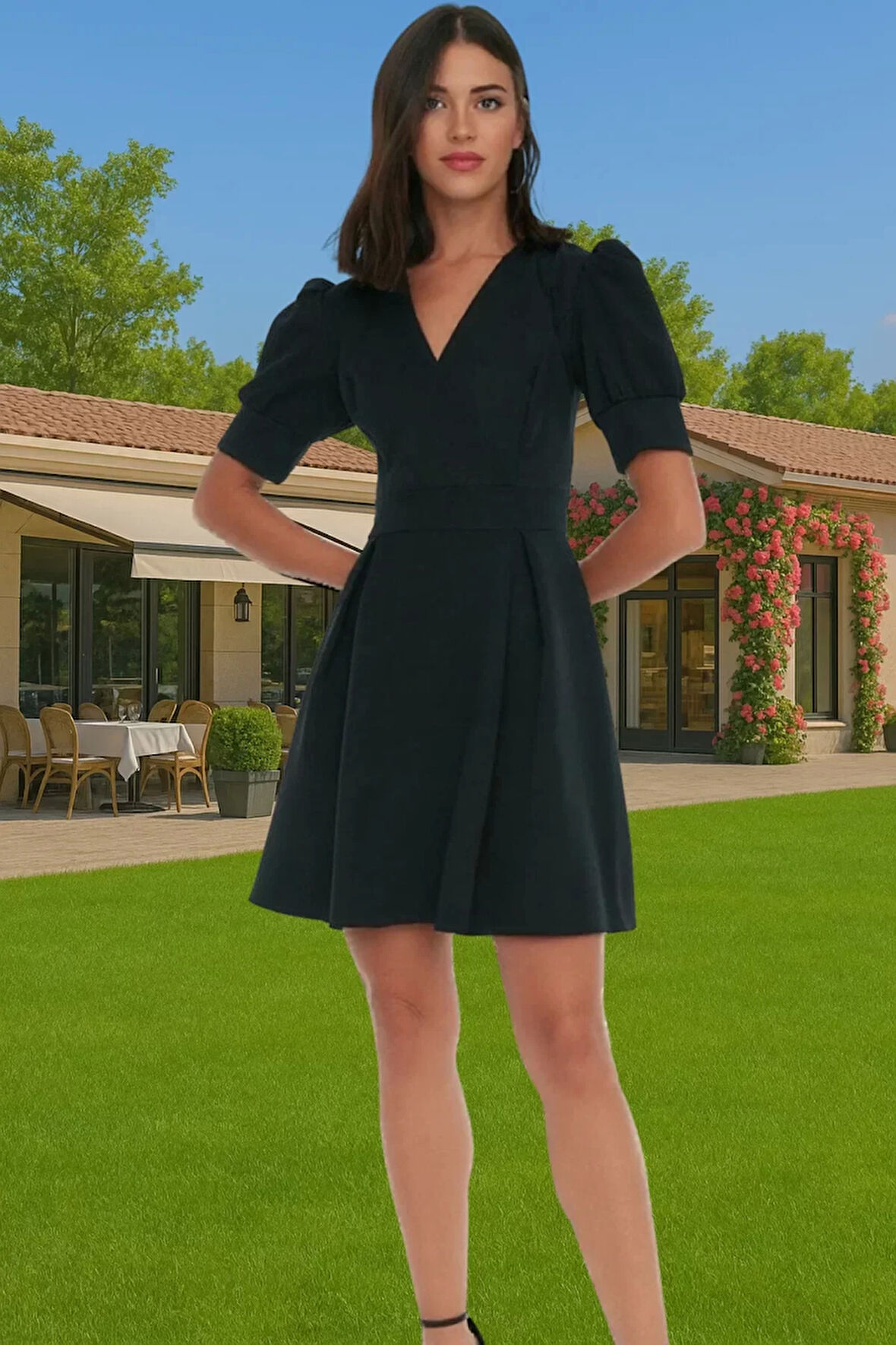 Yazlık Kadın Mini Elbise Skater Kalıp Polyester Kumaş Özenle Seçilmiş Trend Tasarım Şık Görünüm