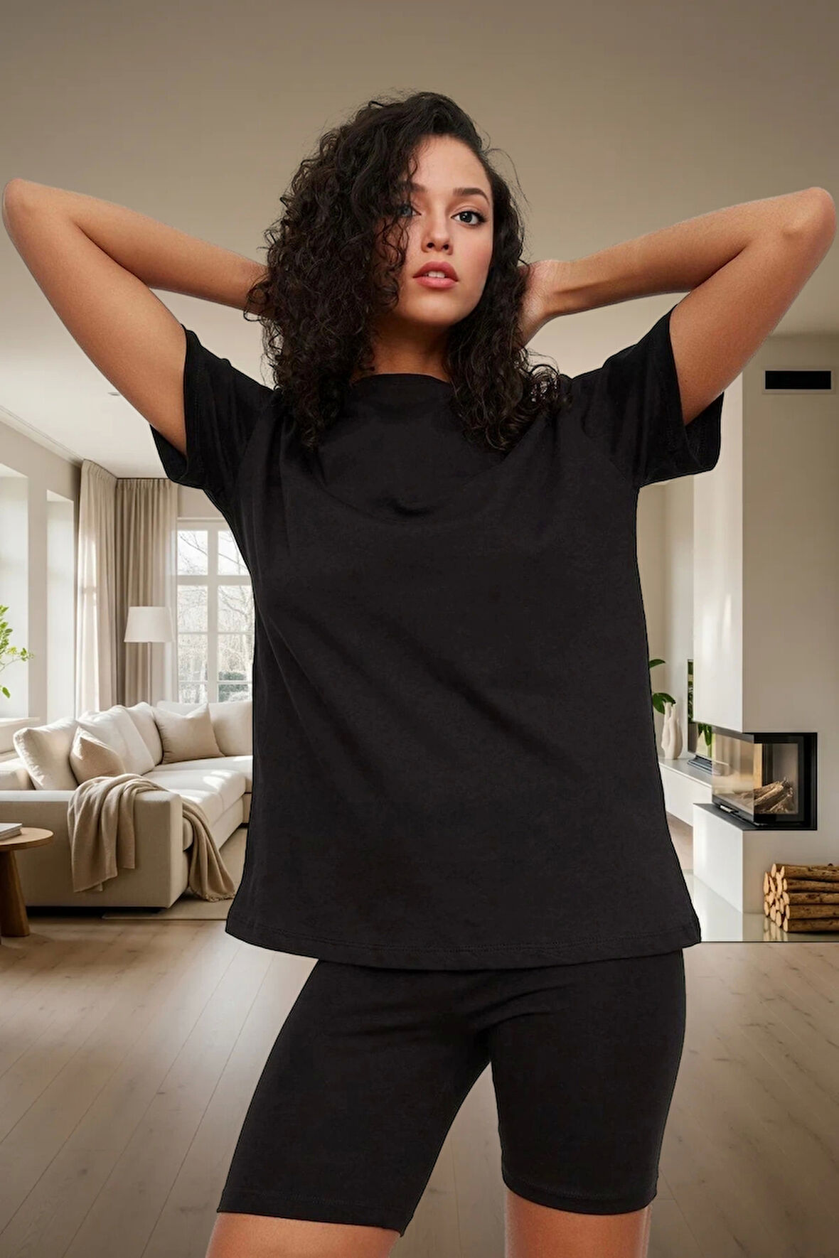 Galaksi Desenli Örme Pijama Takımı %100 Pamuk Konforu Konforlu Kesim Rahat Kullanım Modern Stil