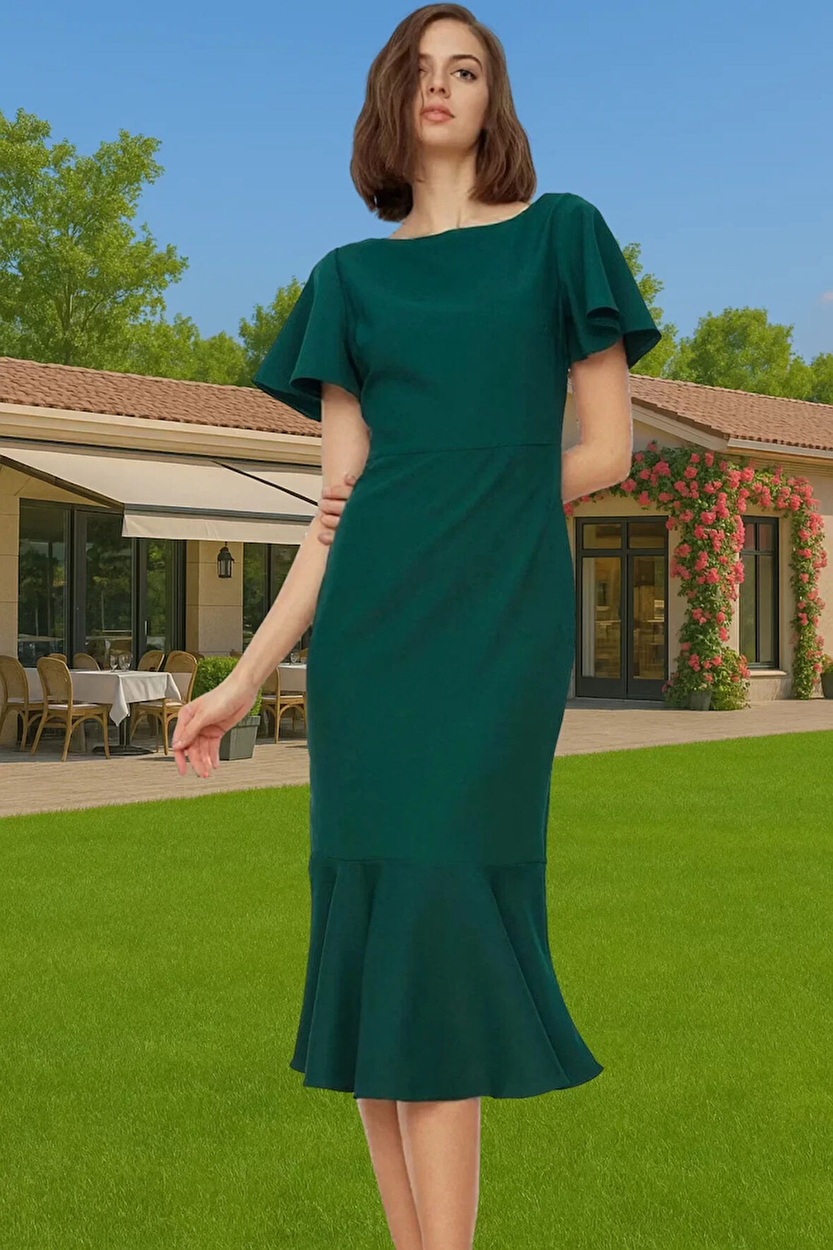 Kadın Basic Koleksiyon Midi Elbise Finike Kumaş Özel Tasarım Rahat Ve Şık Modern Stil Seçkin Malzeme