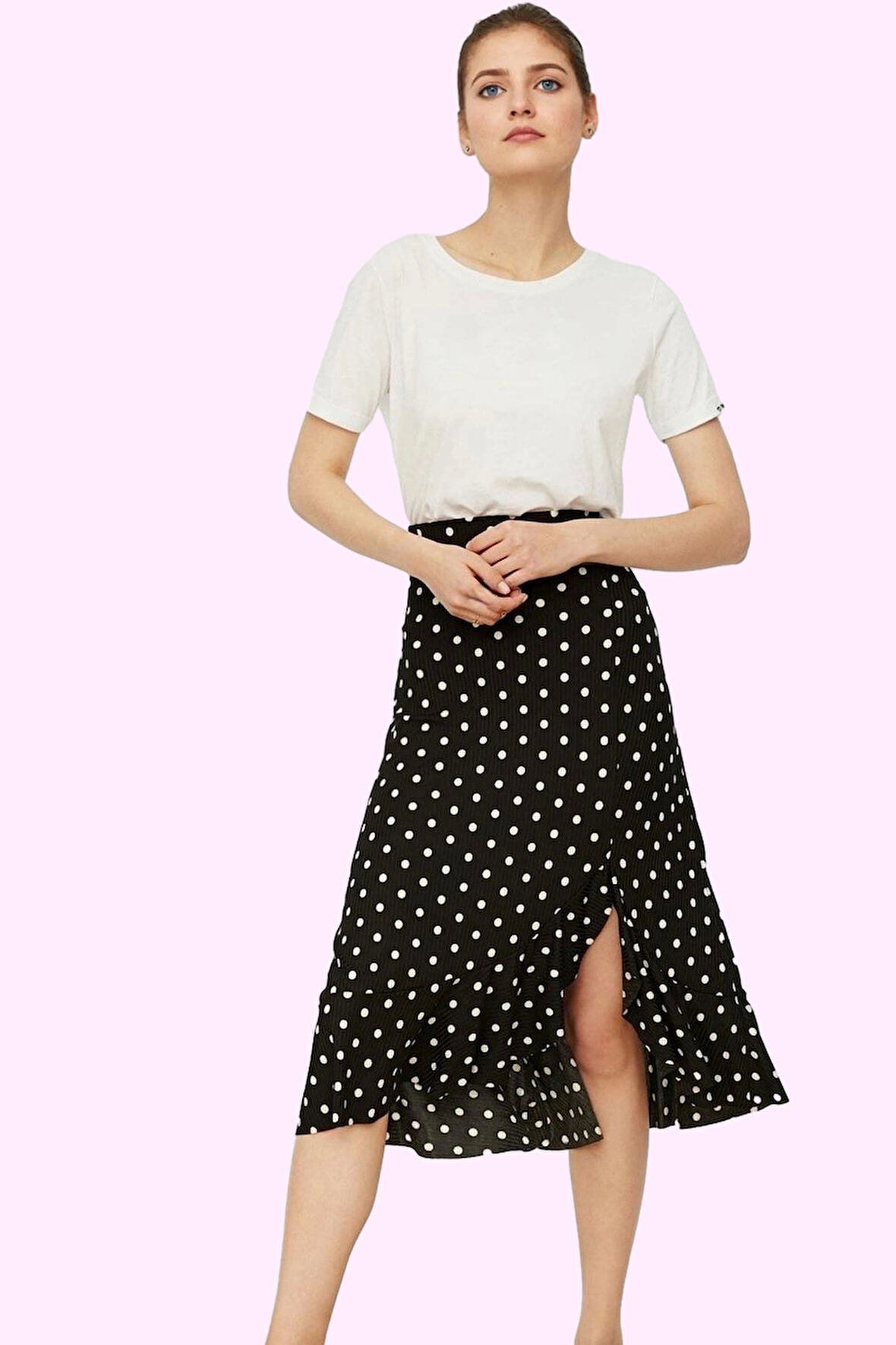 Kadın Skater Kalıp Midi Etek Renk Çiçek Desenli Yazlık Model Günlük Kullanım Modern Tasarım