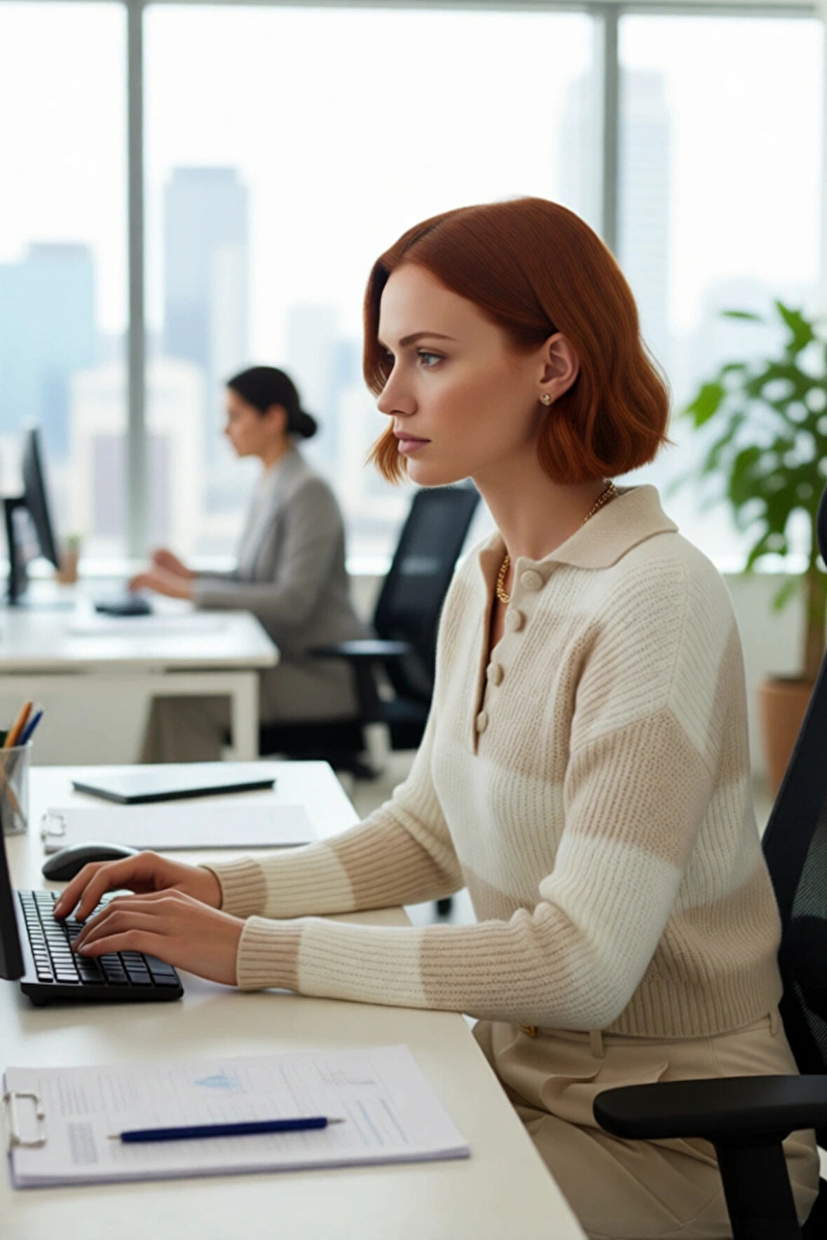 Kadın Casual Günlük Akrilik Super Crop Polo Yaka Çizgili Düşük Kol Yumuşak Triko Kazak Kaliteli