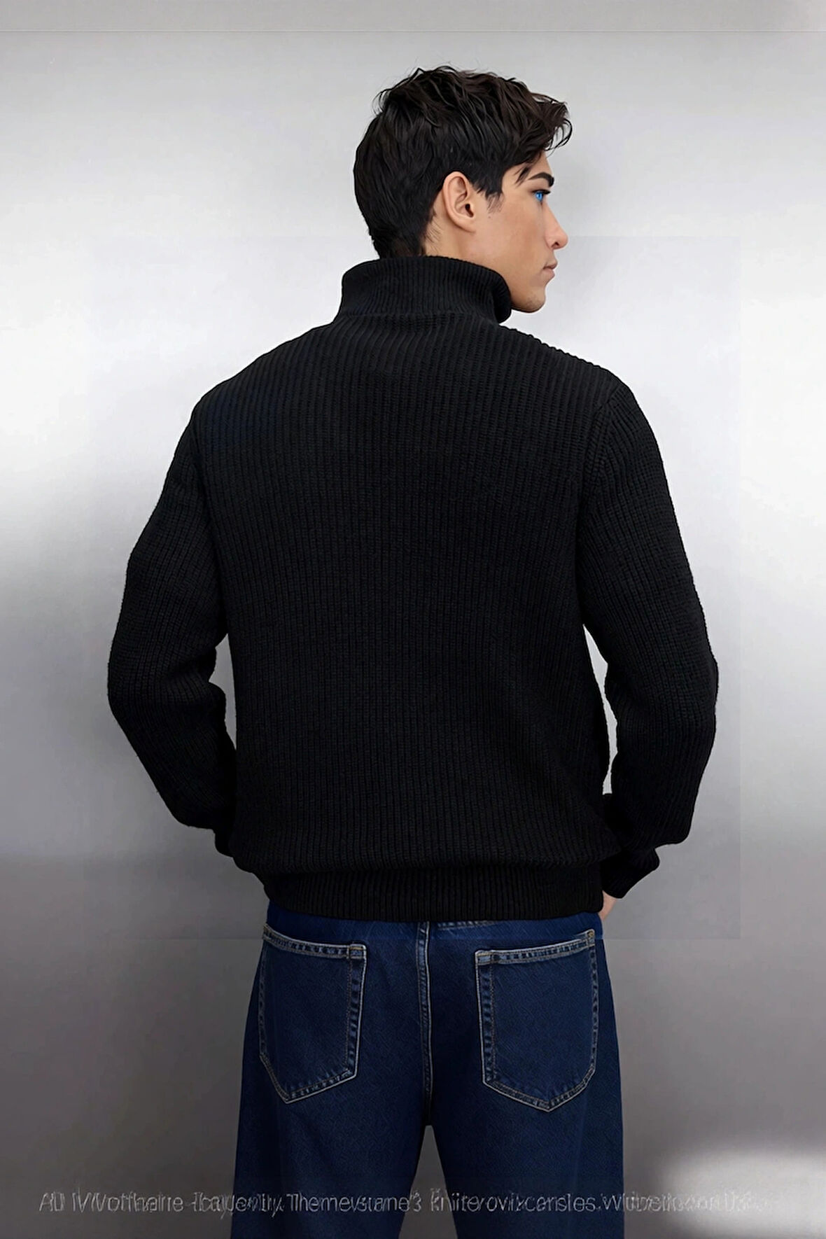 Erkek Casual Giyim İçin İdeal Regular Fit Düz Desen Fermuarlı Balıkçı Yaka Kalın Triko Kazak