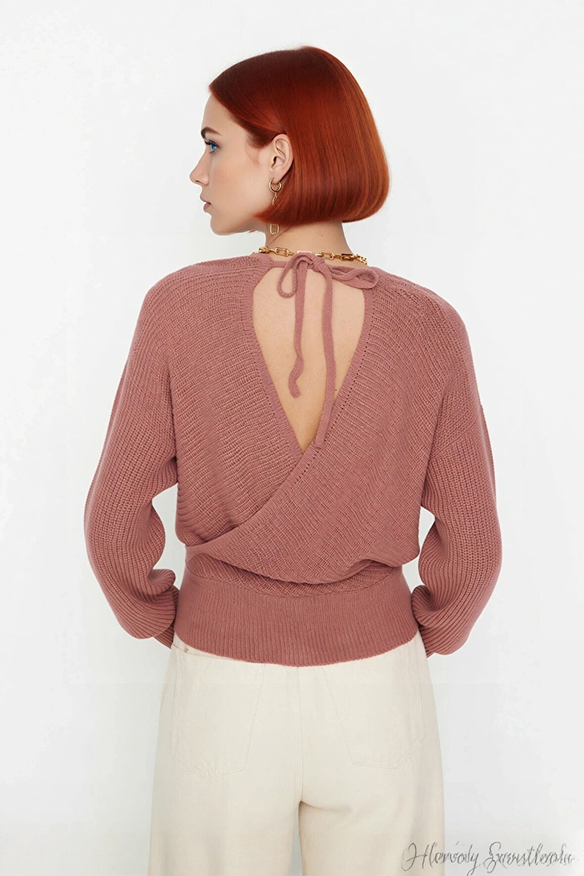 Kadın Casual V Yaka Kruvaze Triko Kazak Regular Kalıp Tek Plaka Dokuma Rahat Kışlık Seçim Kaliteli