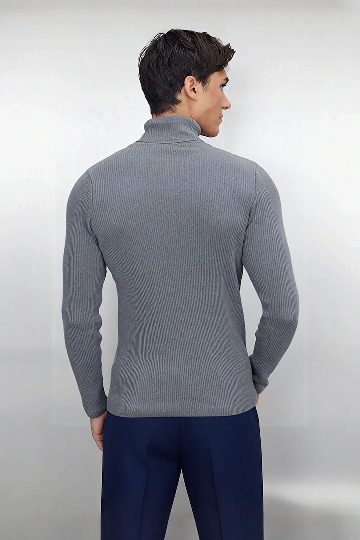 Erkek Fitted Balıkçı Yaka Fitilli Pamuklu Kışlık Kazak Soğuk Havalarda Tarz Sahibi Görünüm Sağlar