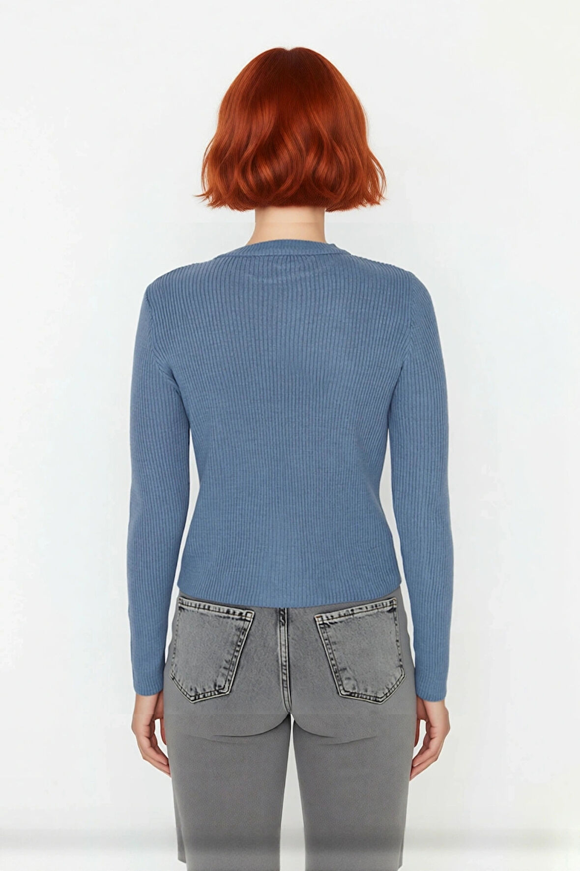 Kadın Fitted Bisiklet Yaka Triko Kazak Uzun Kollu Düz Desen Akrilik Ramadan Koleksiyonu Kaliteli