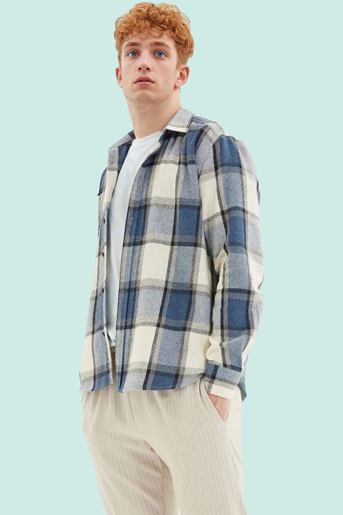 Erkek Pamuk Flanel Gömlek Ekose Desenli Kışlık Günlük Hafta Sonu Yaz Aylarının Vazgeçilmezi