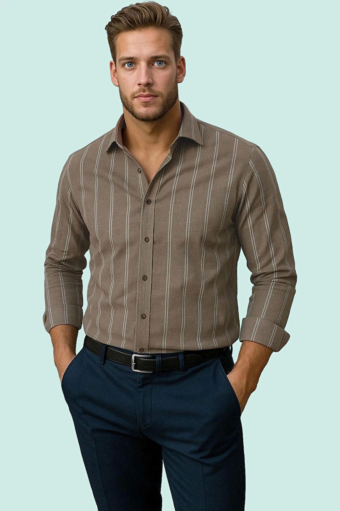 Erkek Basic Gömlek Slim Fit Pamuk Günlük İş Kombinleri için İdeal Yaz Aylarının Vazgeçilmezi