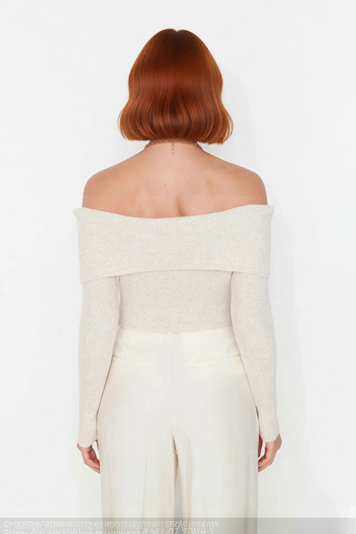 Kadınlara Özel Basic Siluet Fitted Triko Kazak Crop Boy Carmen Yaka Şık Seçim Kaliteli