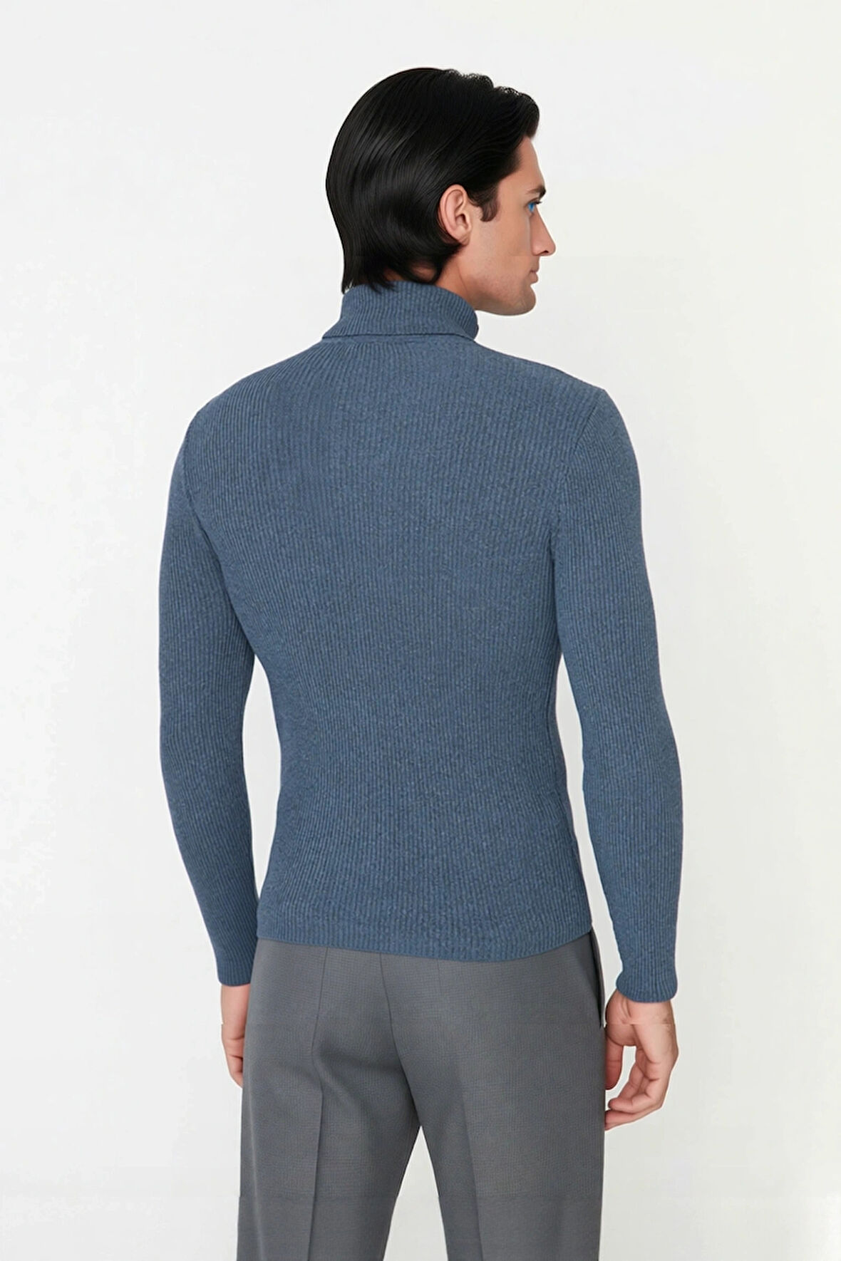 Erkek Fitted Balıkçı Yaka Fitilli Pamuklu Kışlık Kazak Soğuk Havalarda Tarz Sahibi Görünüm Sağlar