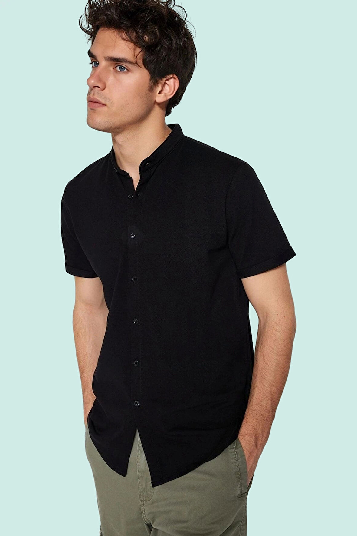 Erkek Slim Fit Örme Pike Gömlek Kısa Kollu Hakim Yaka Pamuk Yazlık Yaz Aylarının Vazgeçilmezi