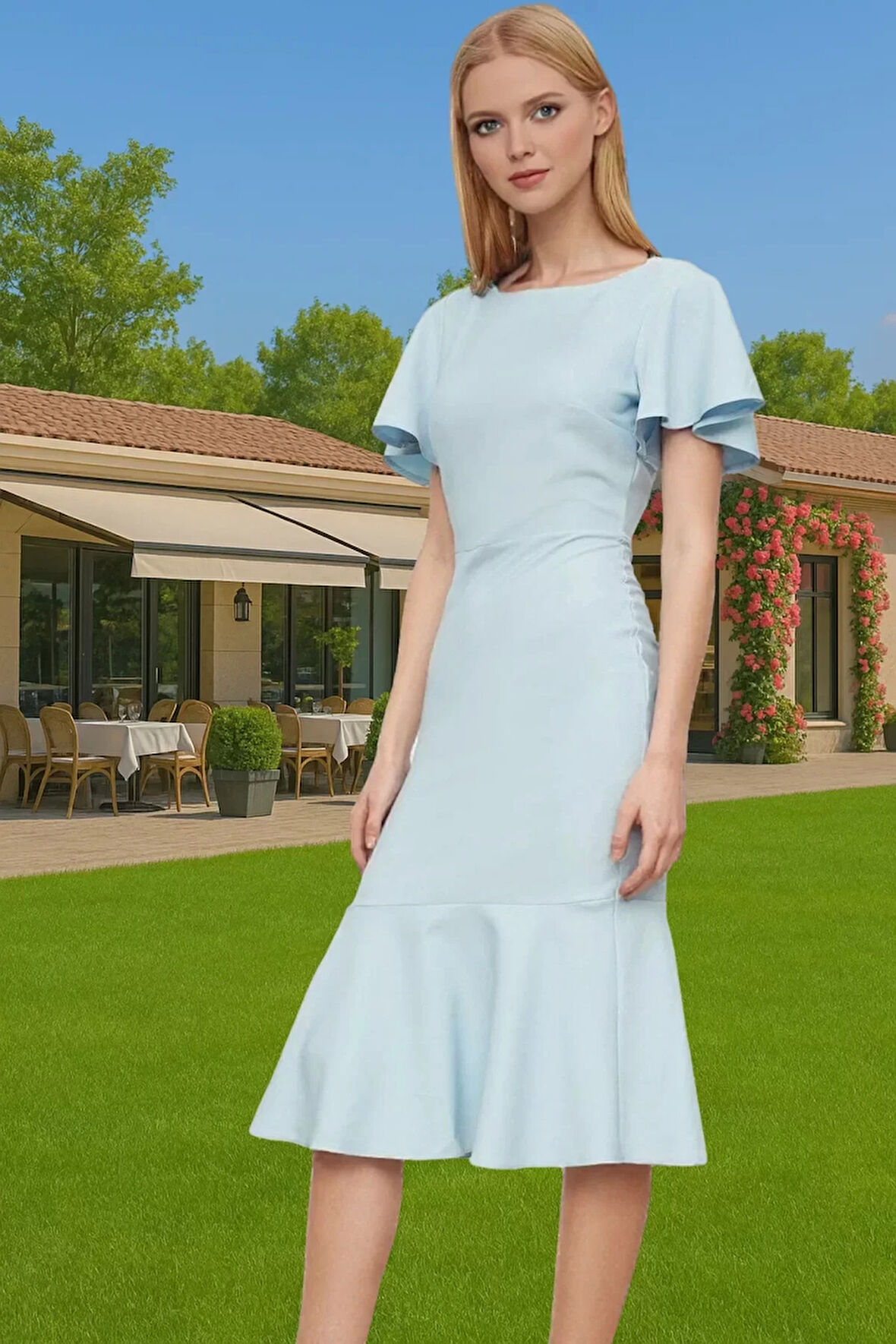 Kadın Basic Koleksiyon Midi Elbise Finike Kumaş Özel Tasarım Rahat Ve Şık Modern Stil Seçkin Malzeme