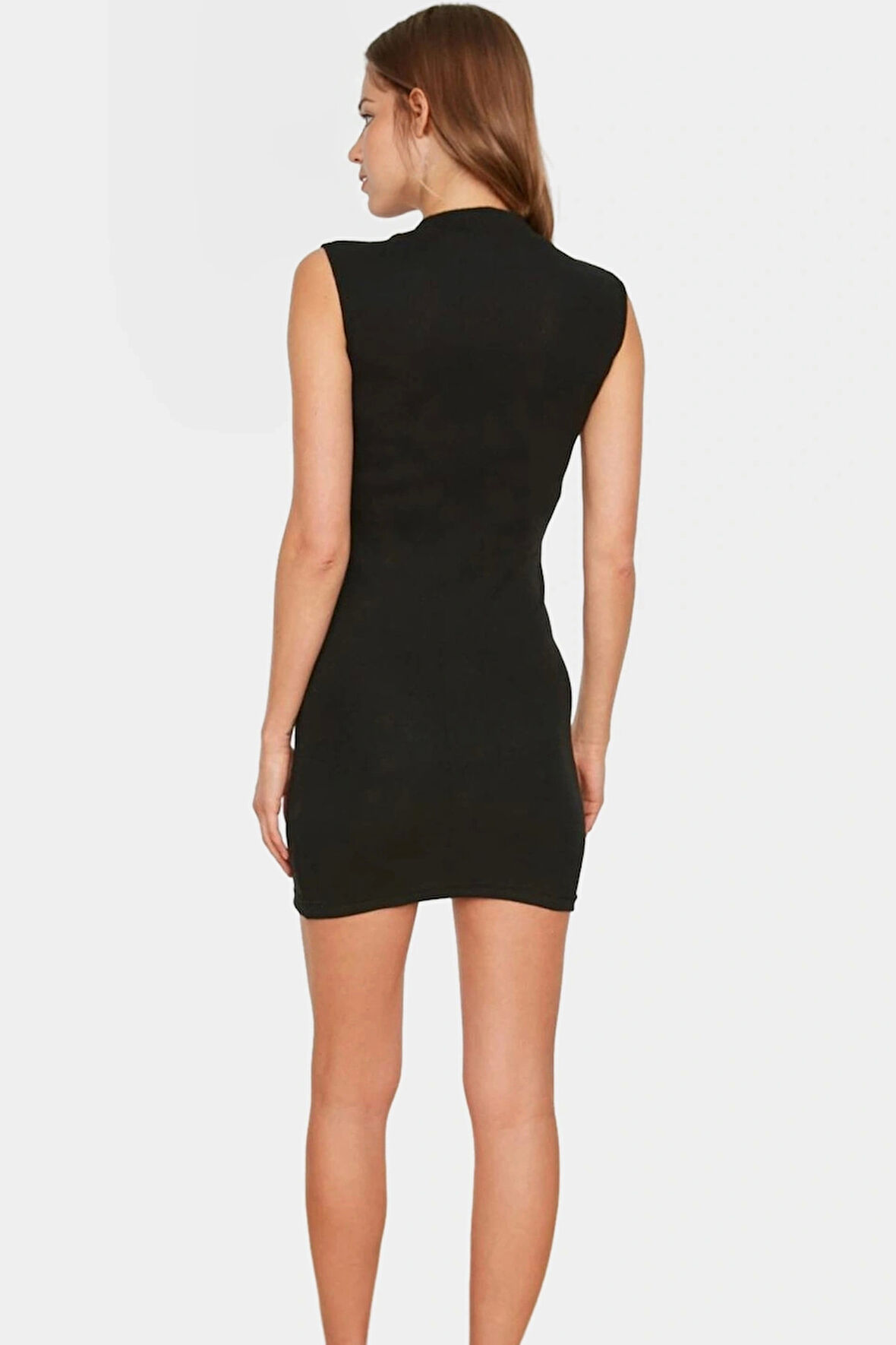 Bisiklet Yaka Kolsuz Mini Elbise Bodycon Kalıp Örme Kumaş Dayanıklı Malzeme Trend Tasarım