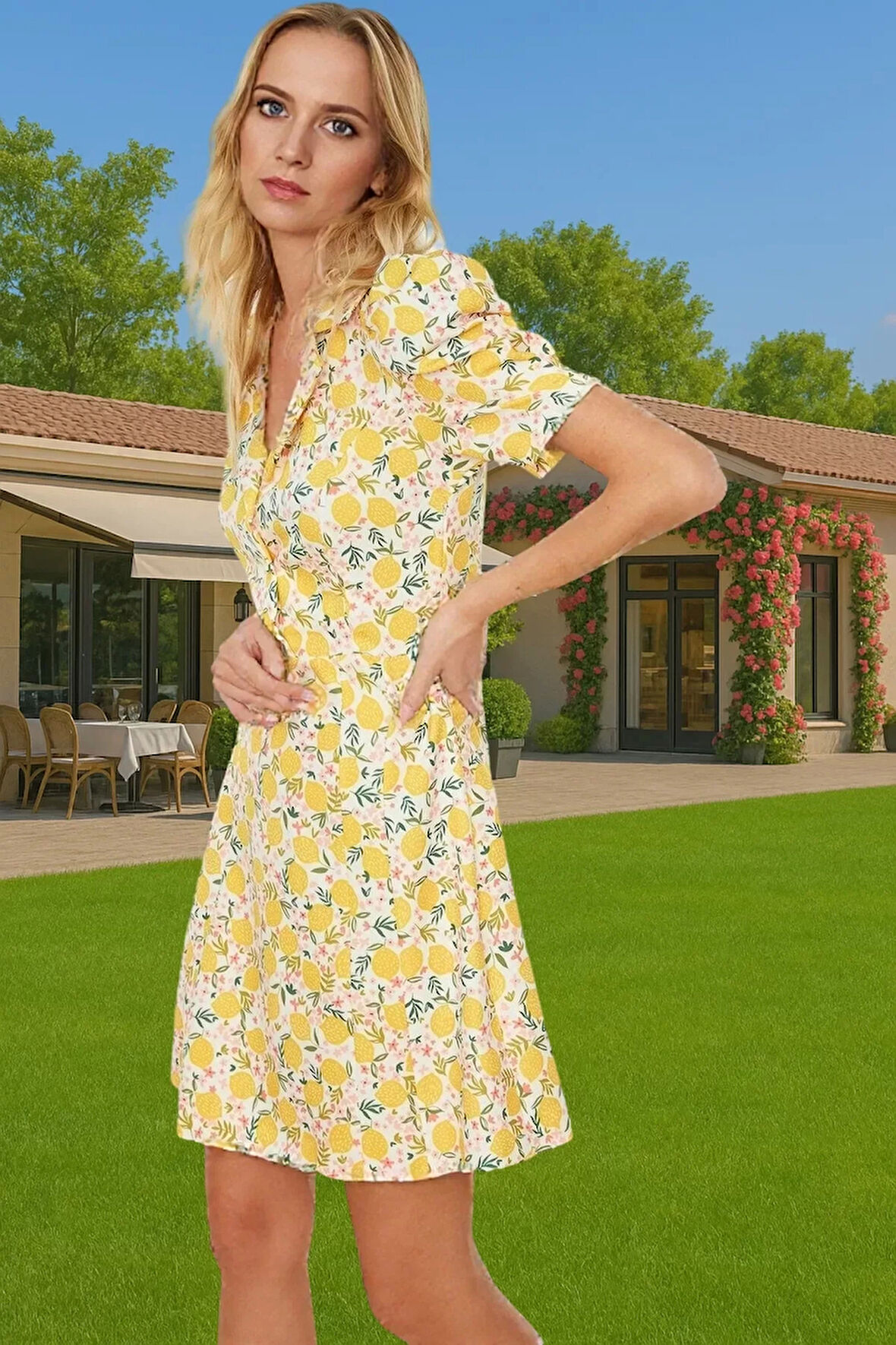 Dokuma Çiçekli A Kesim Mini Elbise Polyester Yazlık Dayanıklı Malzeme Mükemmel Uyum Özenle Seçilmiş